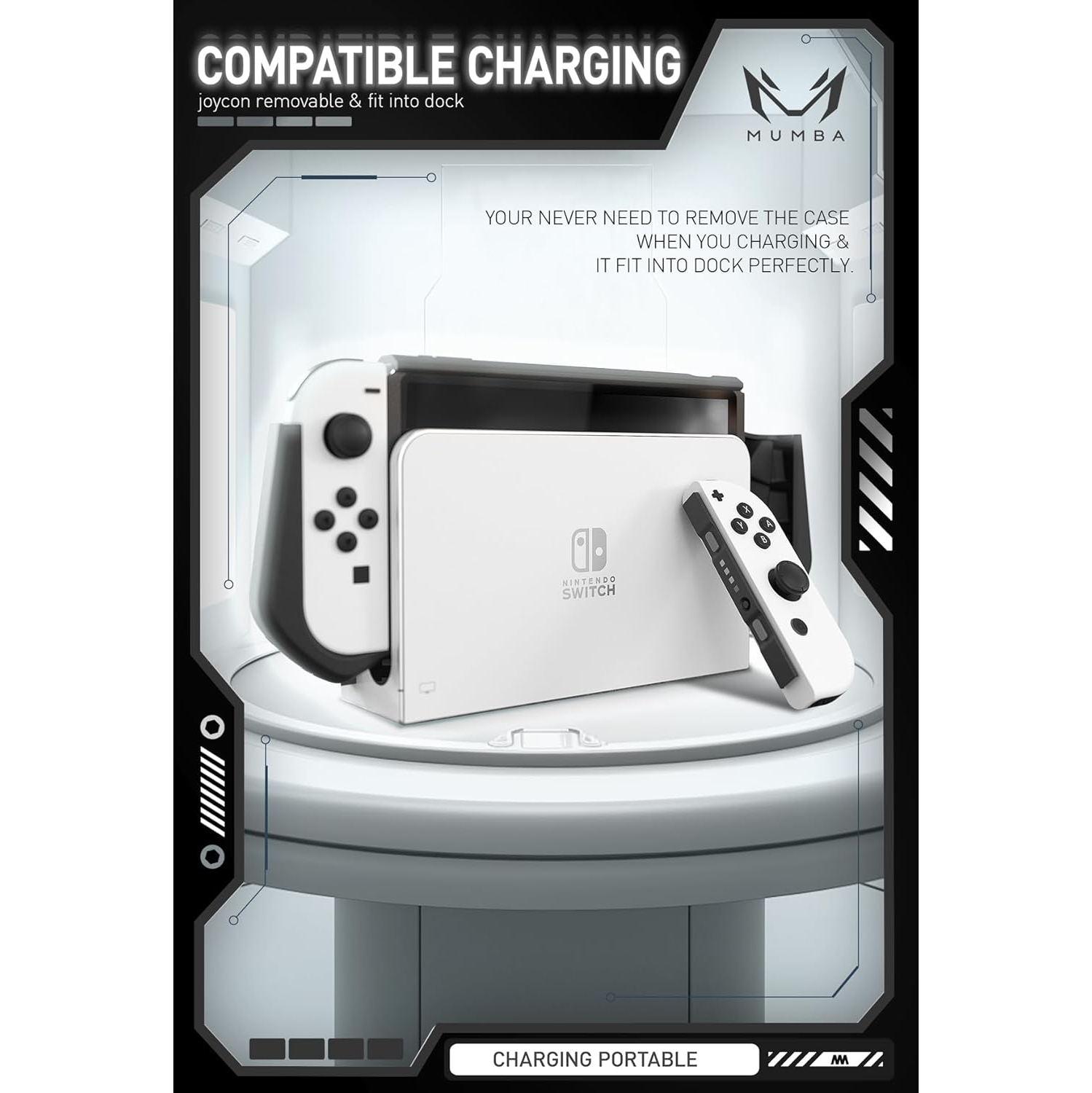 Dockable Case for Nintendo Switch OLED 2021, [Blade Series] TPU Grip Protective Cover Accessories Compatible