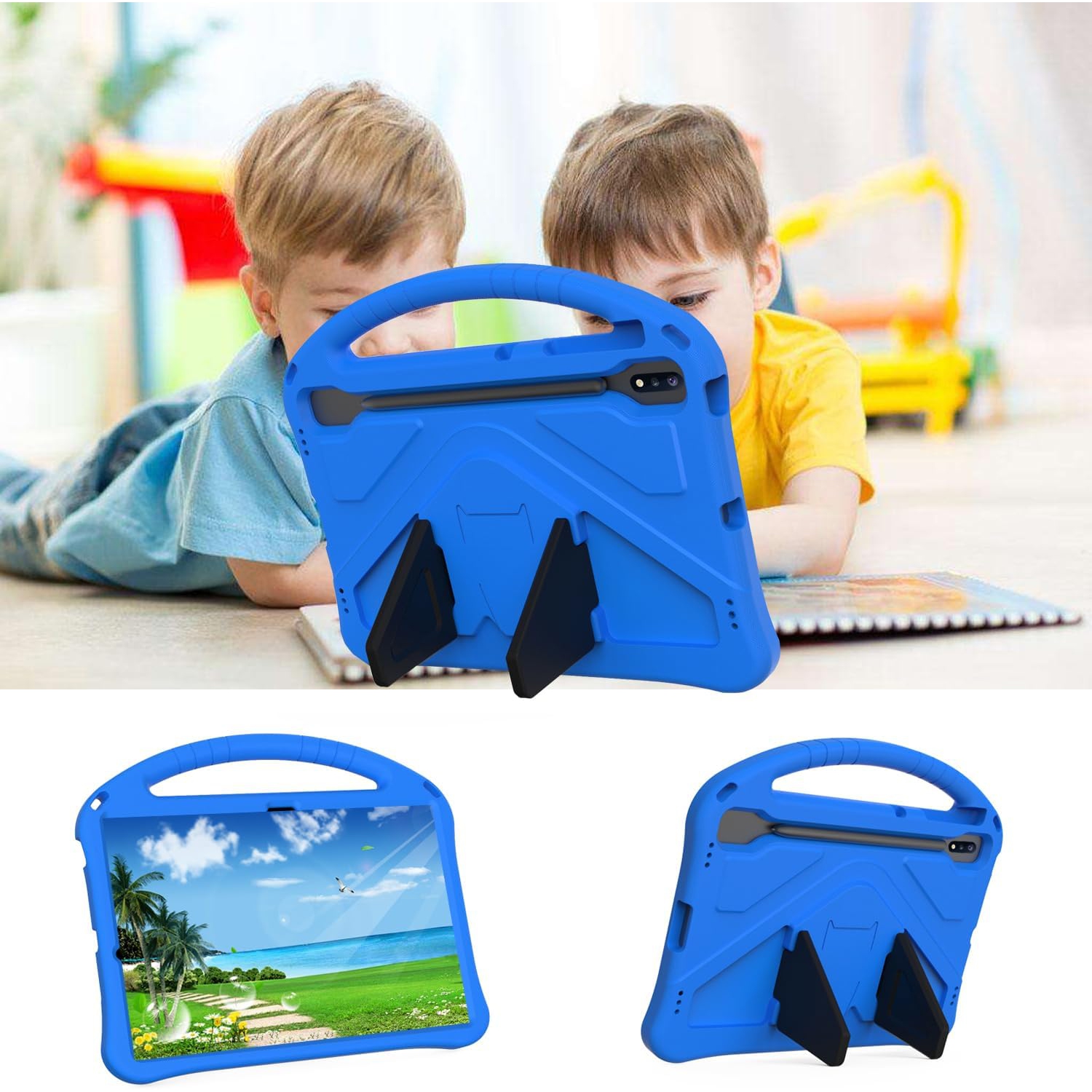 Étui pour enfants compatible avec Samsung S9 FE+/S7 FE 12.4 po, étui antichoc avec support léger