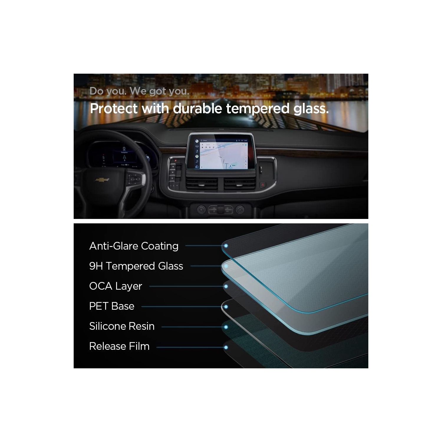 Tempered Glass Screen Protector [Glas.tR Slim] designed for Chevrolet Tahoe, Suburban (2021-2024),