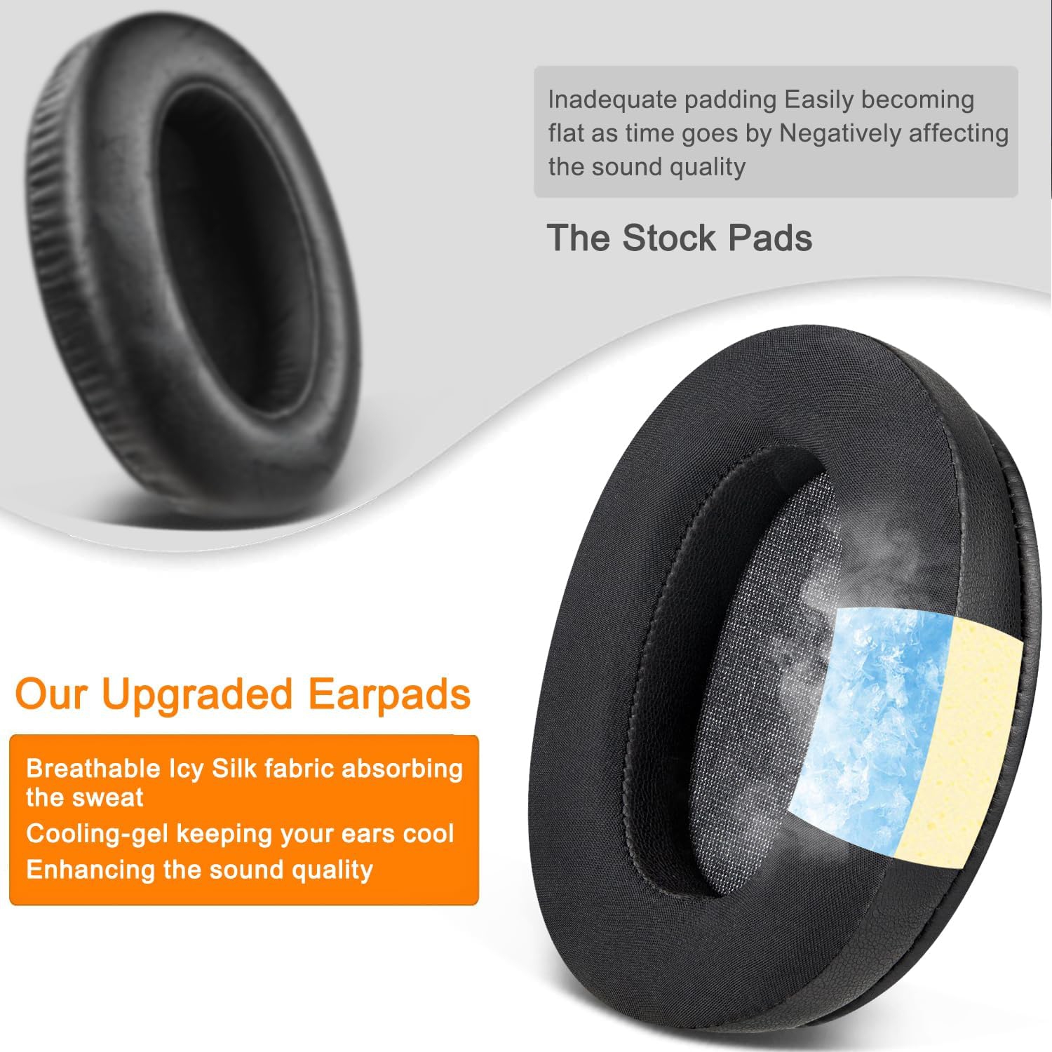 Cooling Gel Earpads Cushions Replacement for Sony WH-XB910 XB910N Extra Bass Noise Cancelling Headphones,