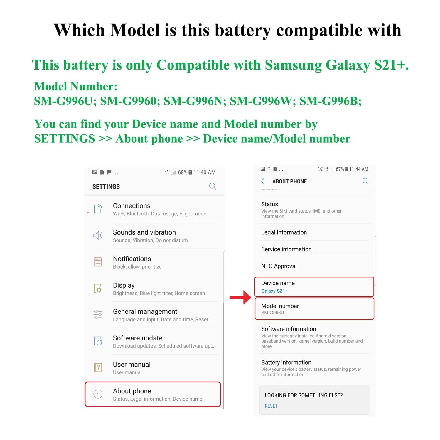 S21 Plus Battery Replacement Kits Compatible with Samsung Galaxy S21 Plus SM-G996U All Models with Adhesive