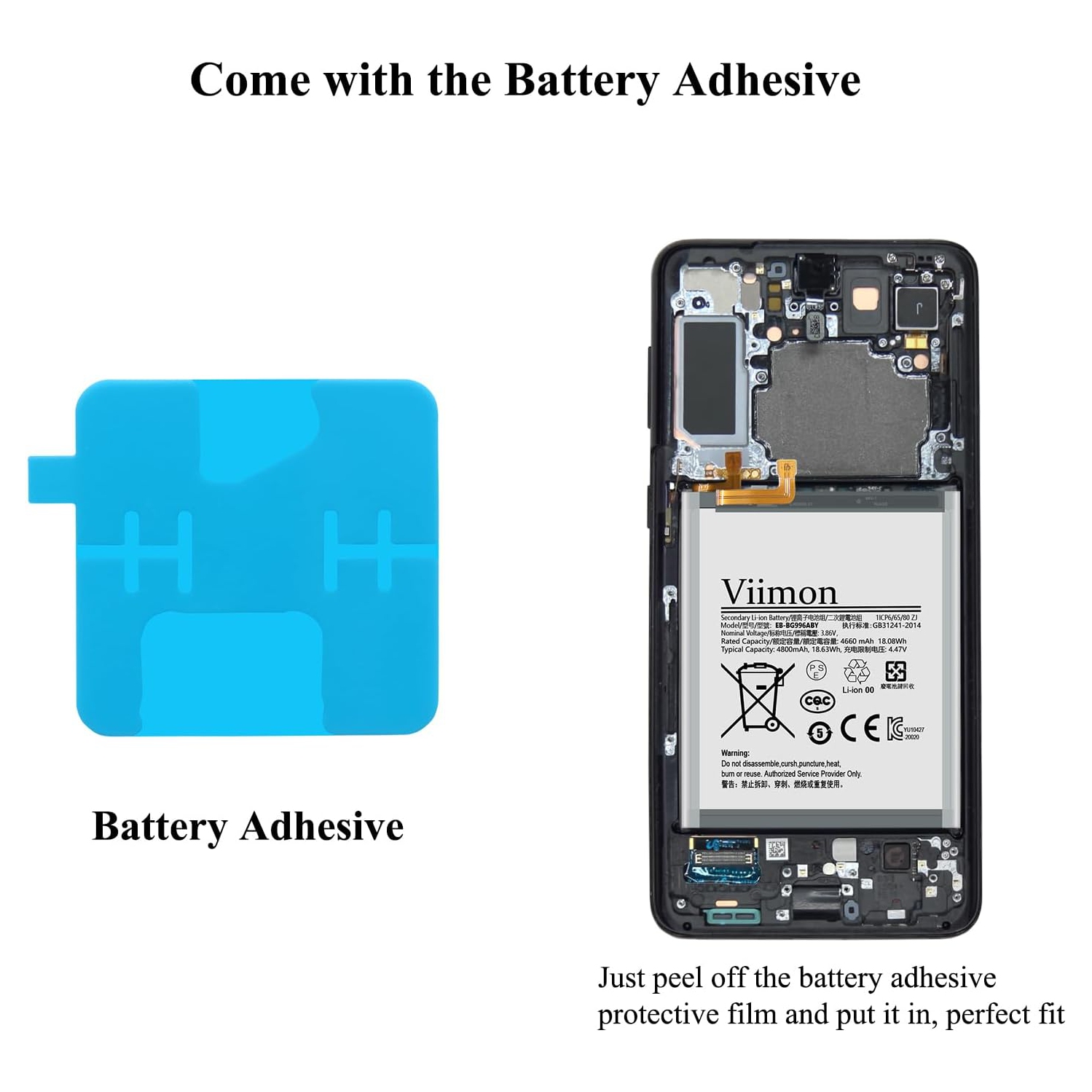 S21 Plus Battery Replacement Kits Compatible with Samsung Galaxy S21 Plus SM-G996U All Models with Adhesive