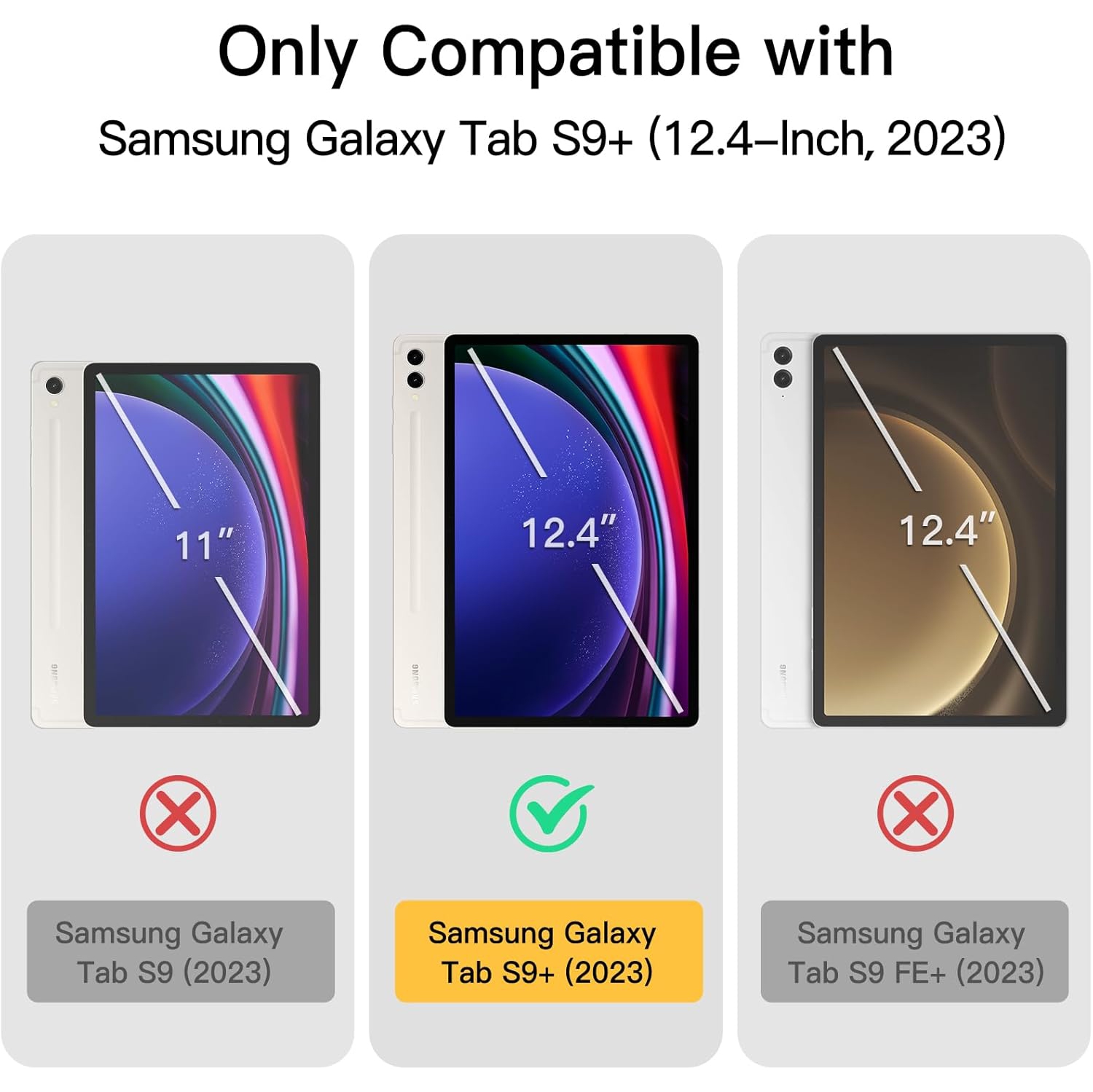Étui pour Galaxy Tab S9 Plus de 12,4-po de Samsung avec support S Pen, étui folio professionnel en cuir de polyuréthane