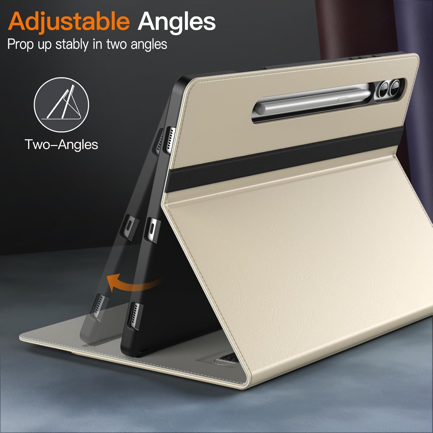 Étui pour Galaxy Tab S9 Plus de 12,4-po de Samsung avec support S Pen, étui folio professionnel en cuir de polyuréthane