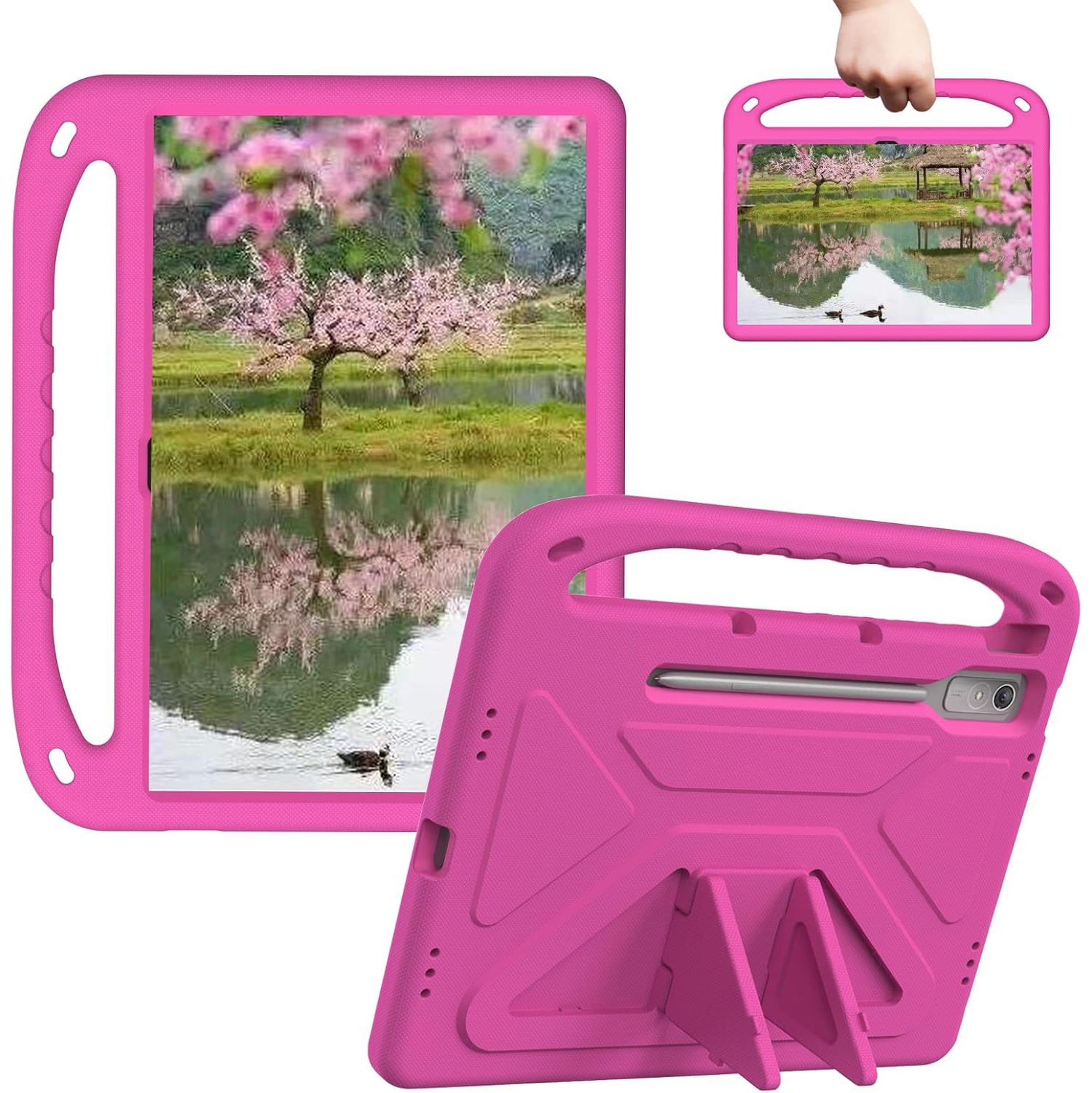 Kids Tablet Case with Built in Handle and Kickstand Pen Holder Lightweight Shockproof Cover Compatible