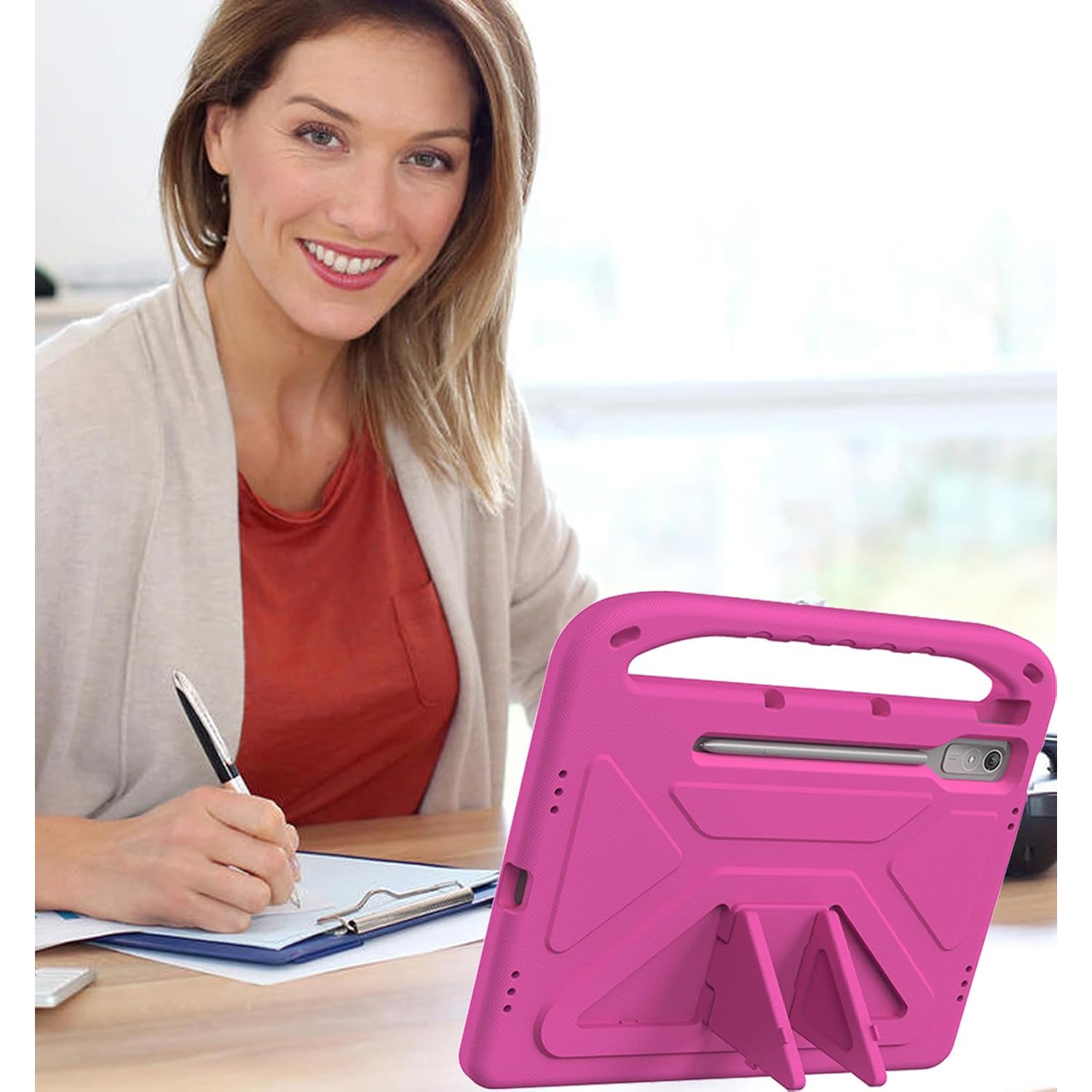 Kids Tablet Case with Built in Handle and Kickstand Pen Holder Lightweight Shockproof Cover Compatible