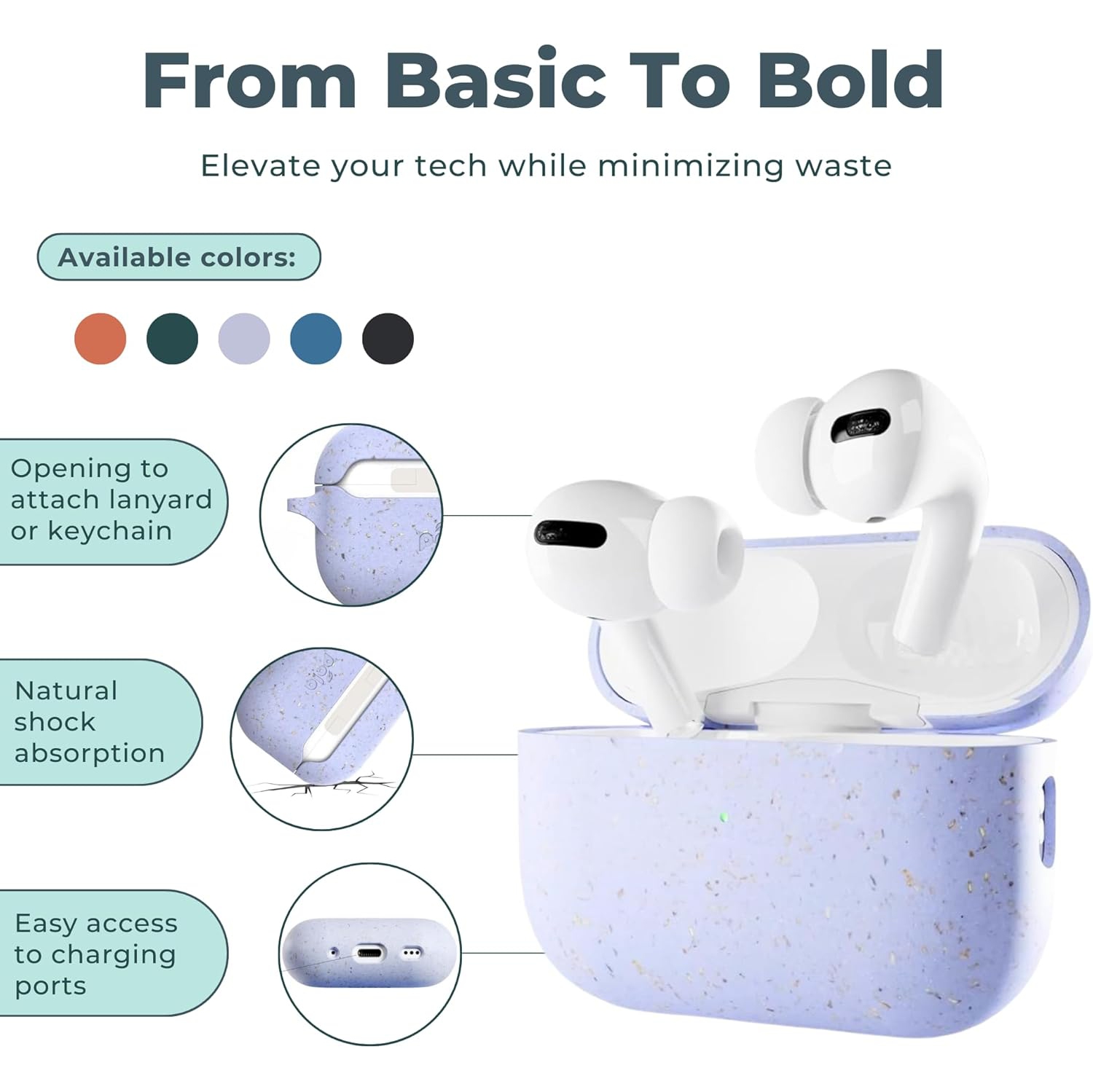 : Airpods Case Case | Durable and Made from Plants (Stormy Blue)