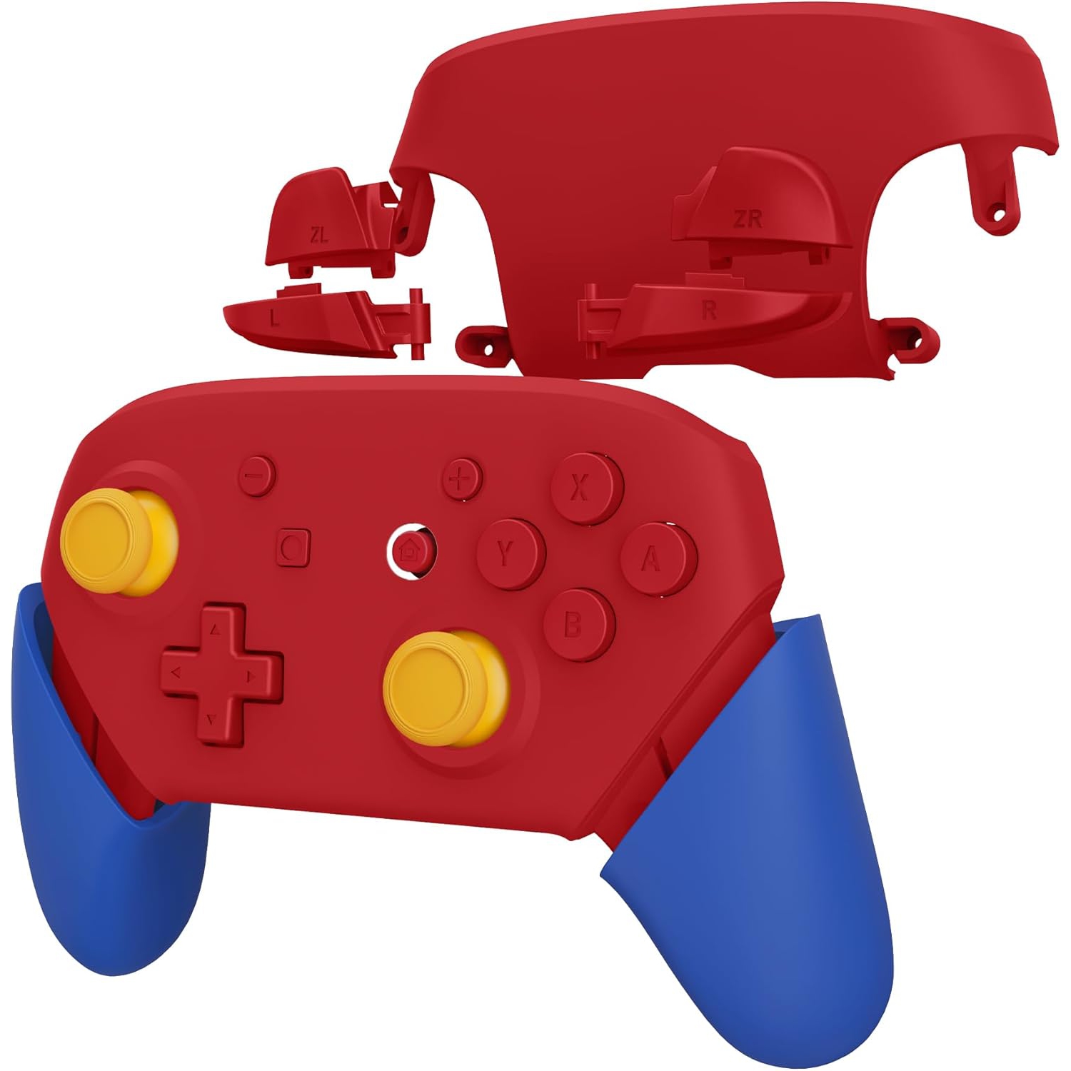 Poignées de plaque arrière rouge passion pour Nintendo Switch Pro, prise de rechange bleue douce à installer soi-même