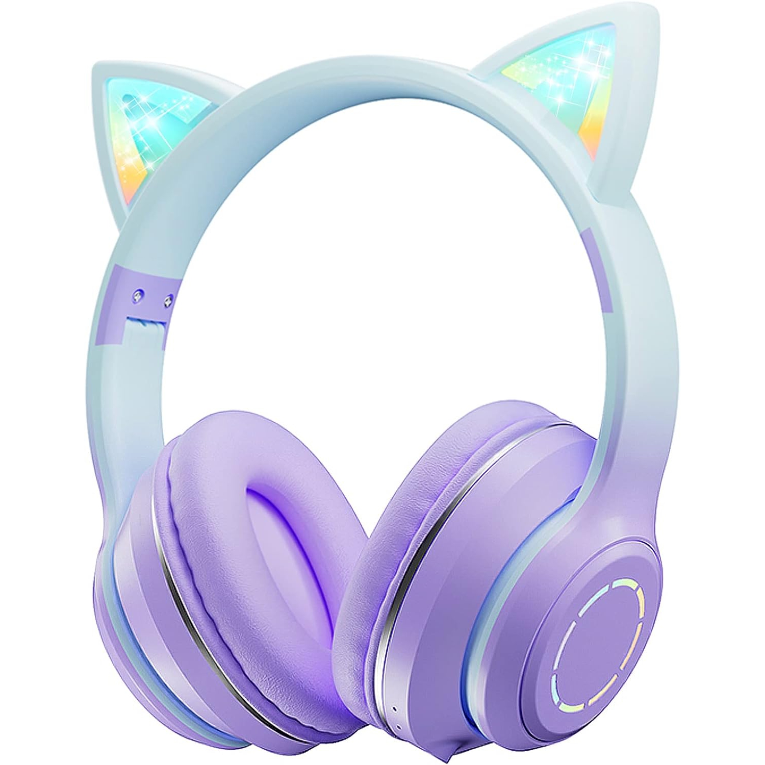 Casques d'écoute Bluetooth, écouteurs boutons lumineux pour enfants de LED, écouteurs stéréo pliables sans fil