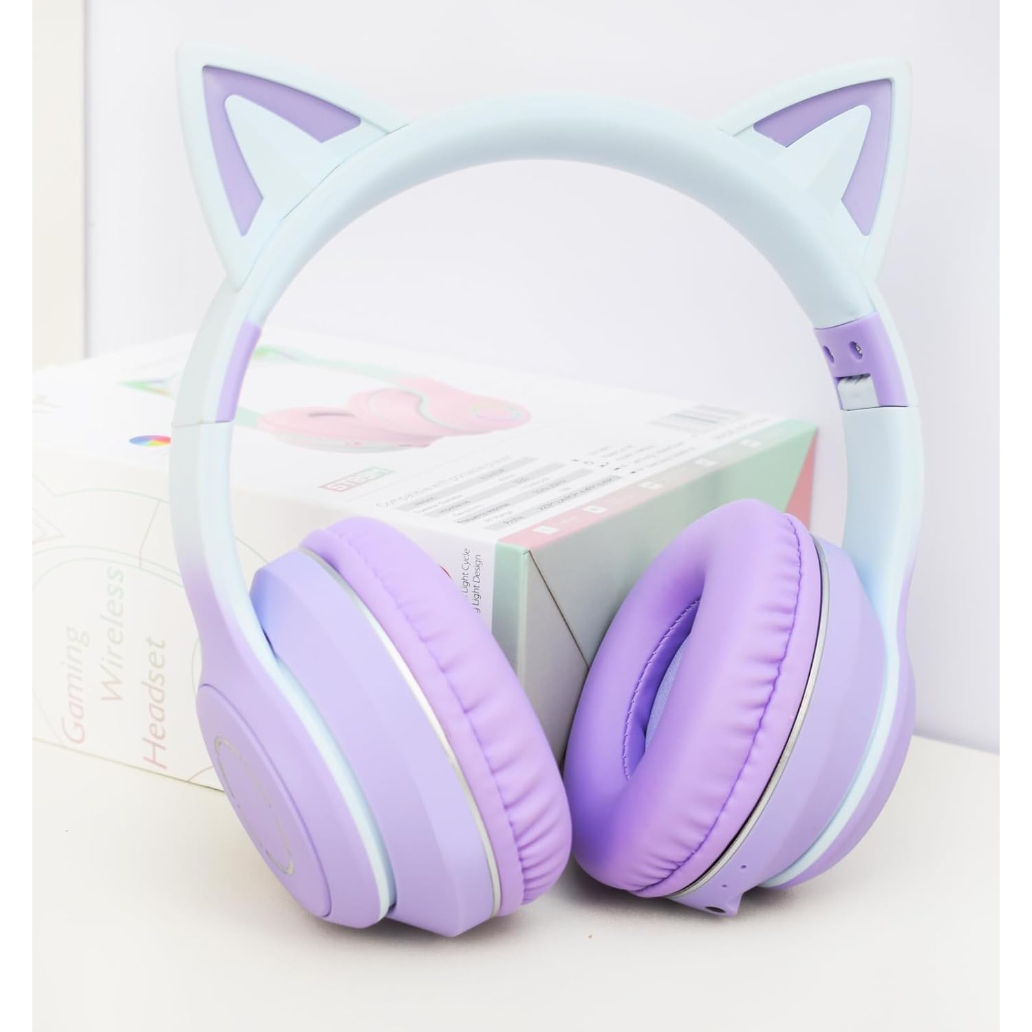 Casques d'écoute Bluetooth, écouteurs boutons lumineux pour enfants de LED, écouteurs stéréo pliables sans fil