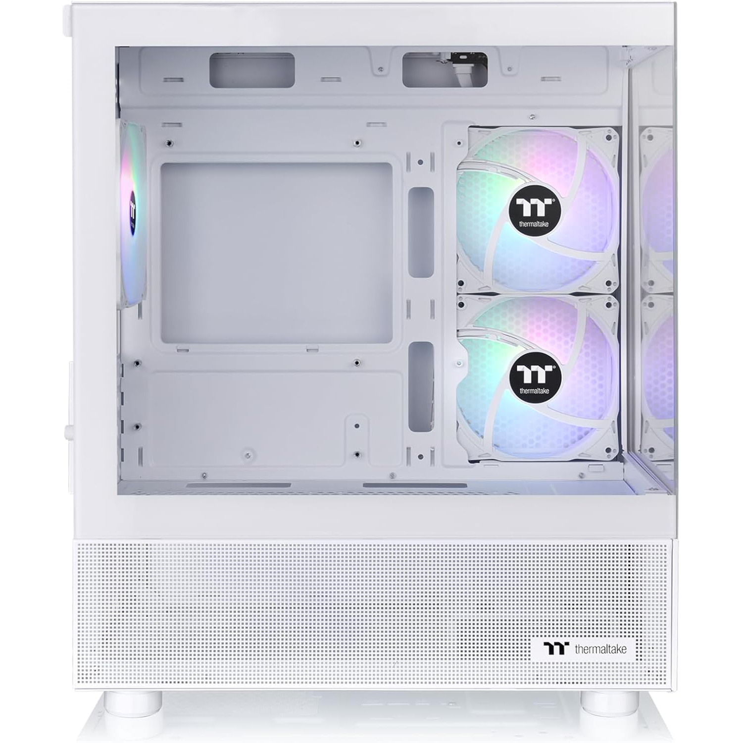 Boîtier micro-ATX View 170 TG ARGB Snow de Thermaltake avec deux panneaux en verre trempé, 3 ventilateurs RVBA 120 mm et prise en charge des