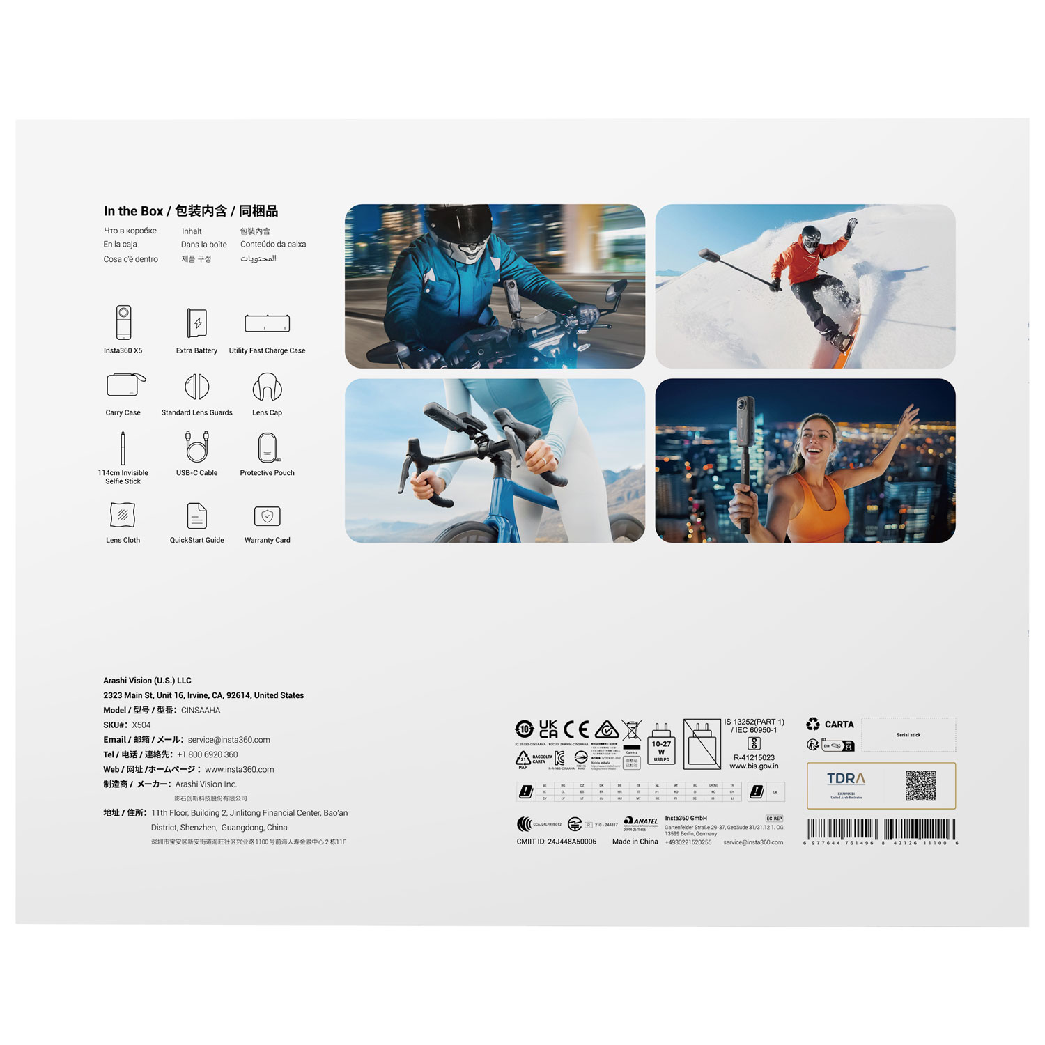 Ensemble d'articles essentiels pour la caméra de sport étanche 8K 360° X5 d'Insta360