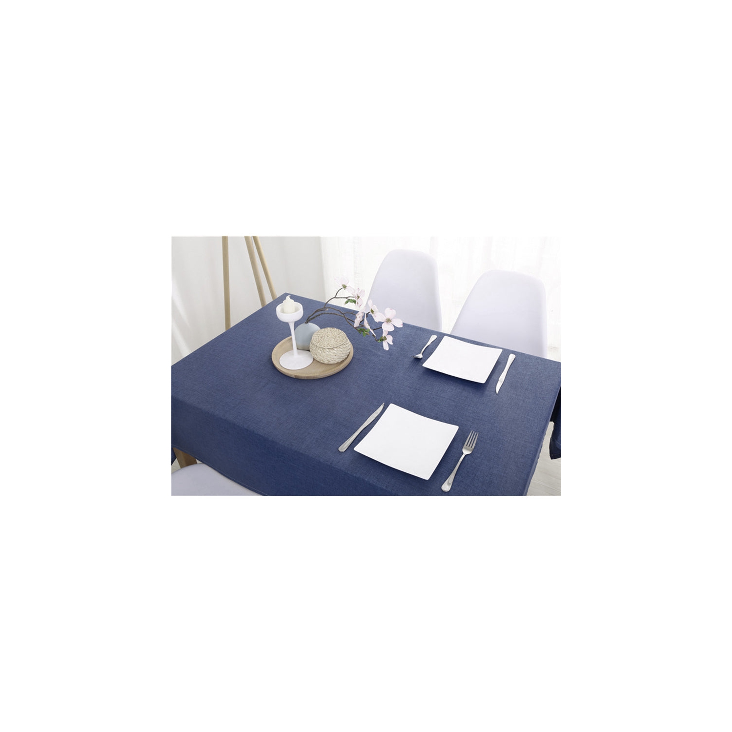PANDACO Blue Vinyl Table Cloth