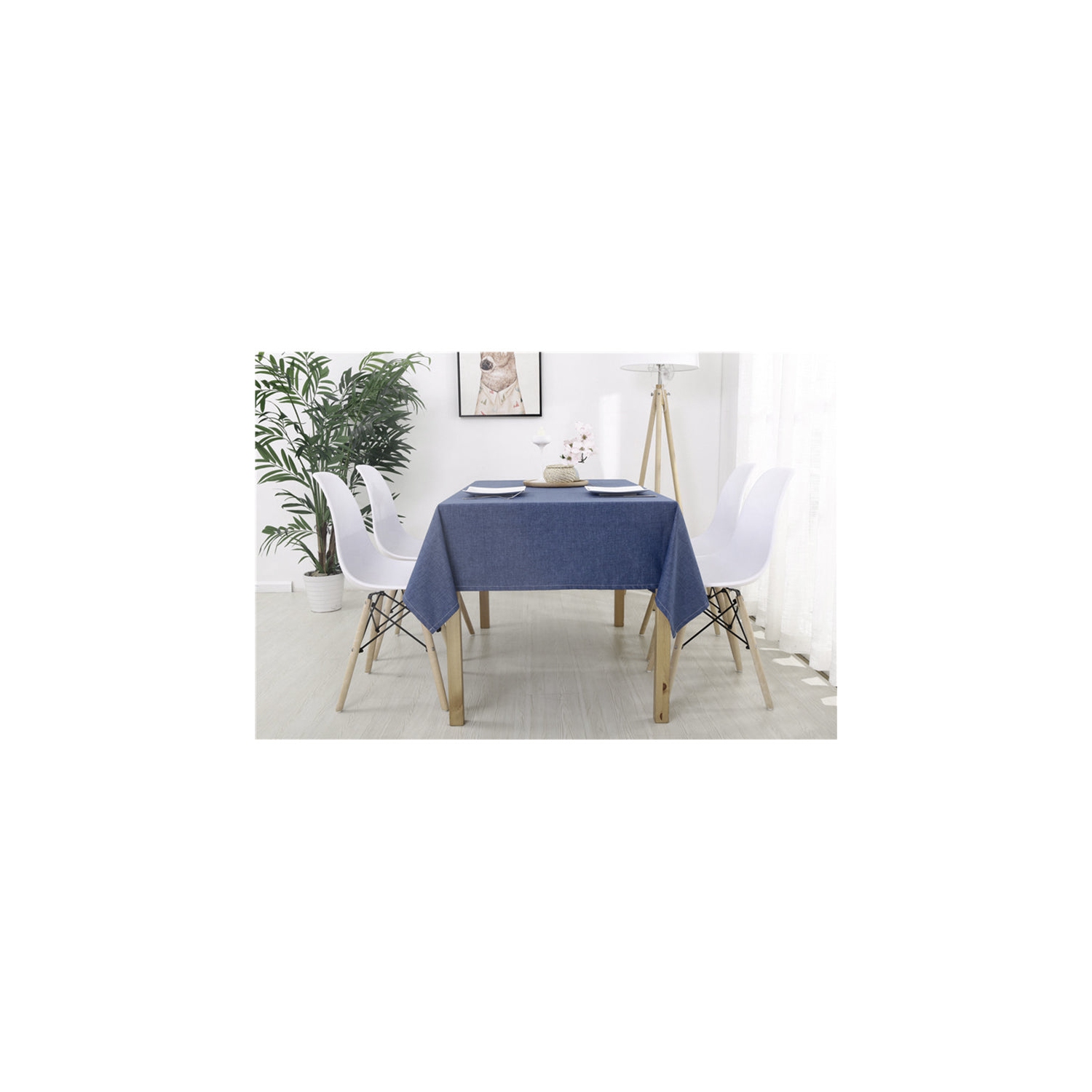 PANDACO Blue Vinyl Table Cloth