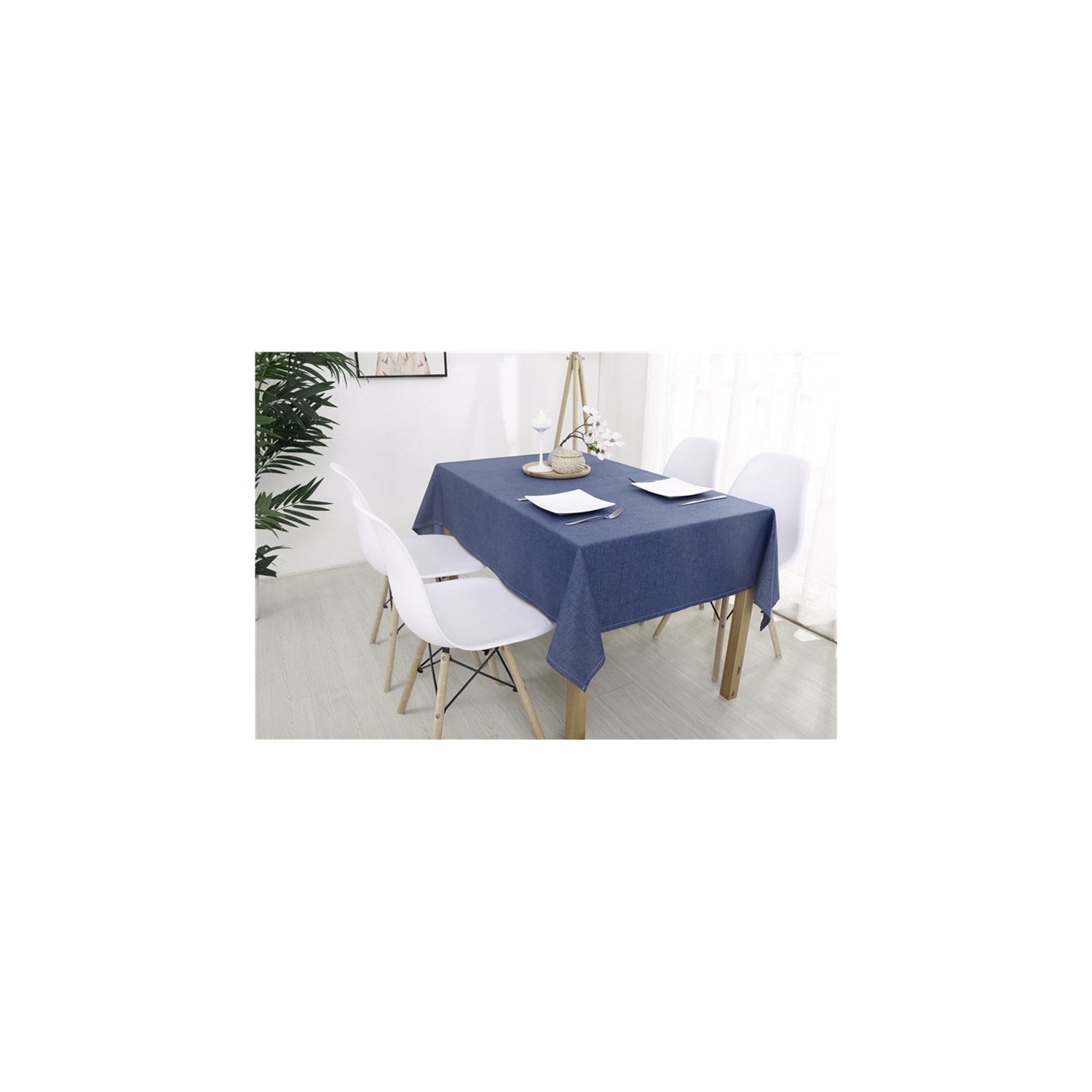 PANDACO Blue Vinyl Table Cloth