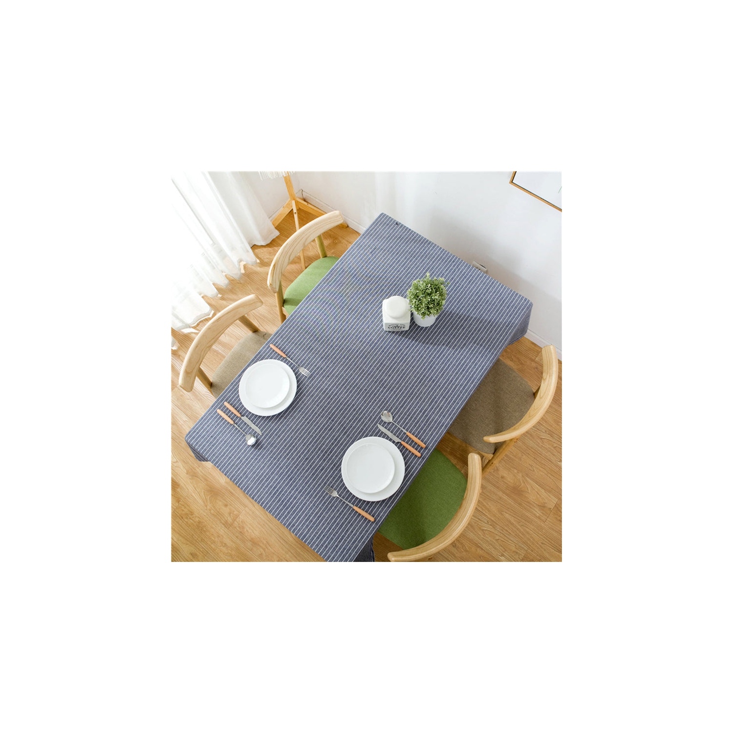 Nappe en coton rayé bleu marine de PANDACO