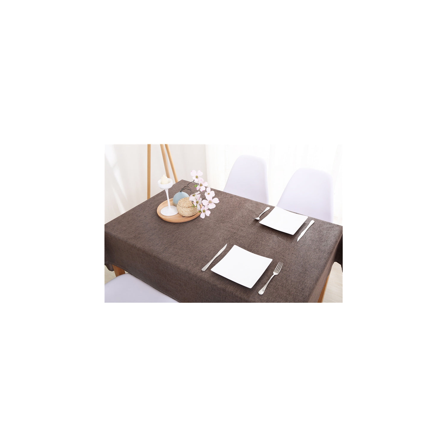 PANDACO Brown Vinyl Table Cloth