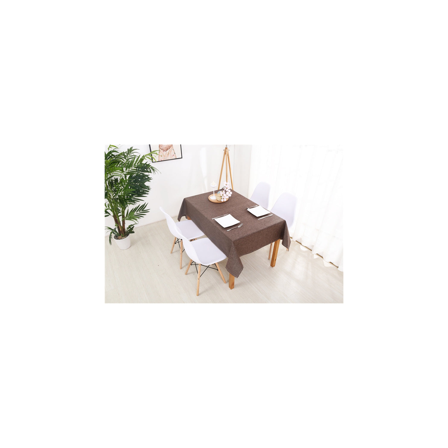 PANDACO Brown Vinyl Table Cloth