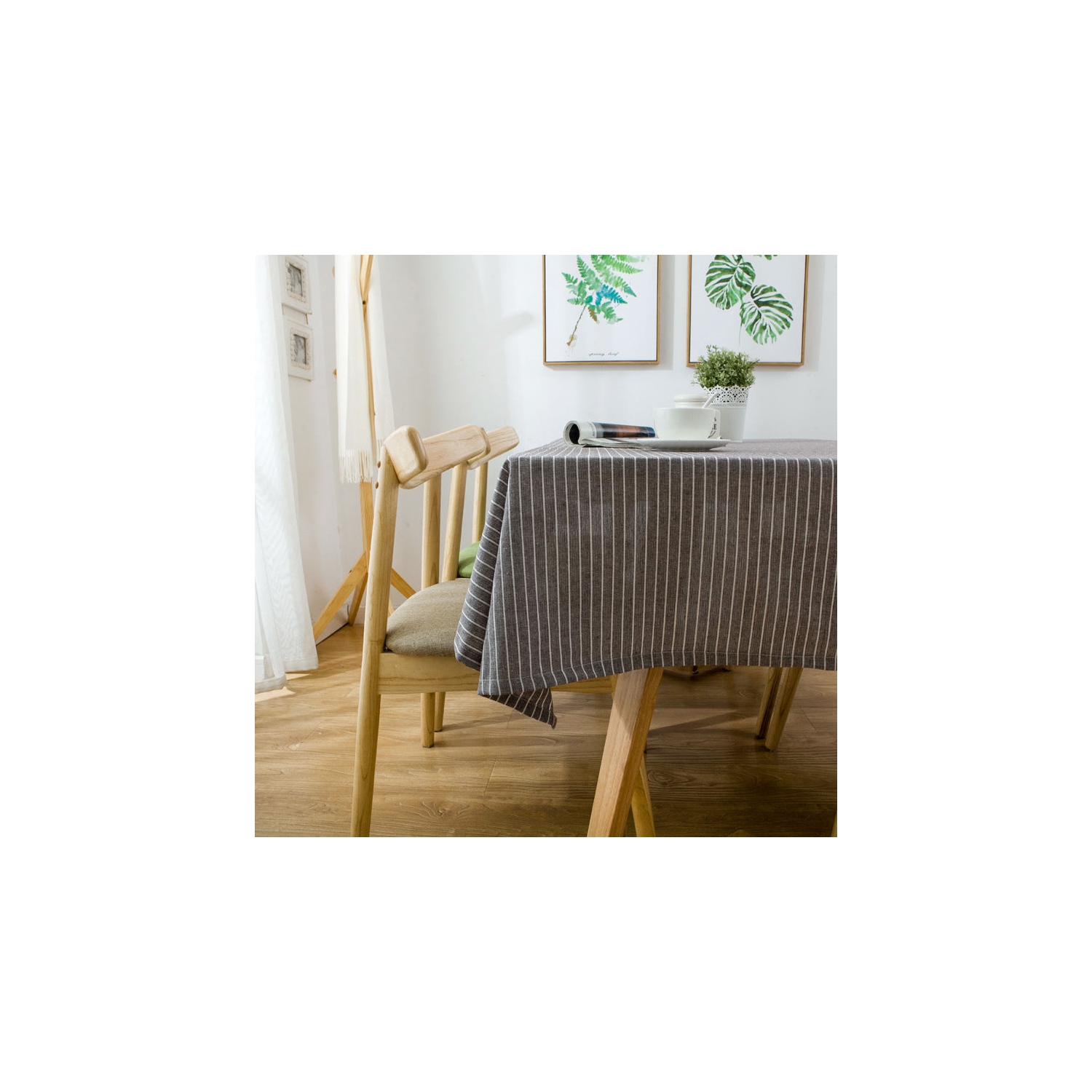 Nappe en coton rayé brun PANDACO