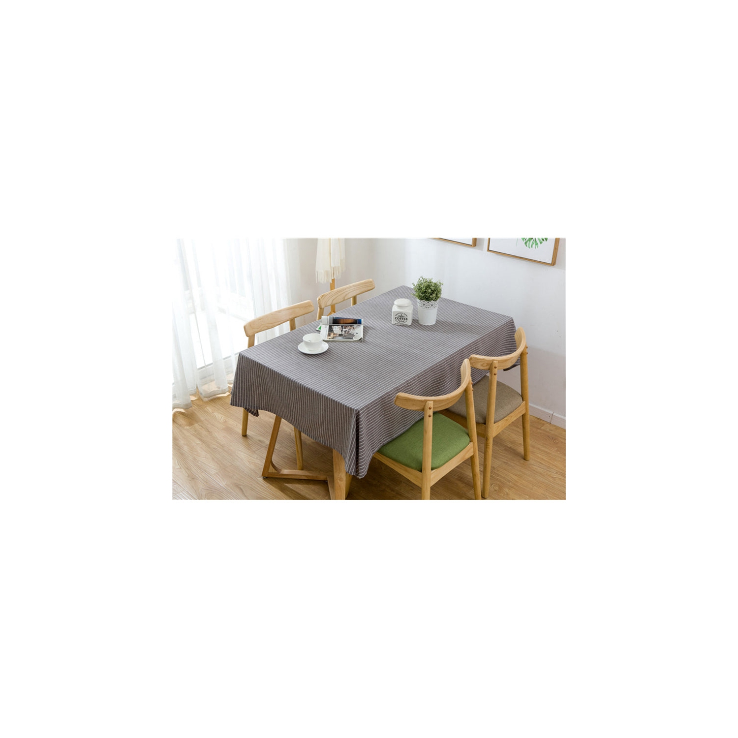 Nappe en coton rayé brun PANDACO