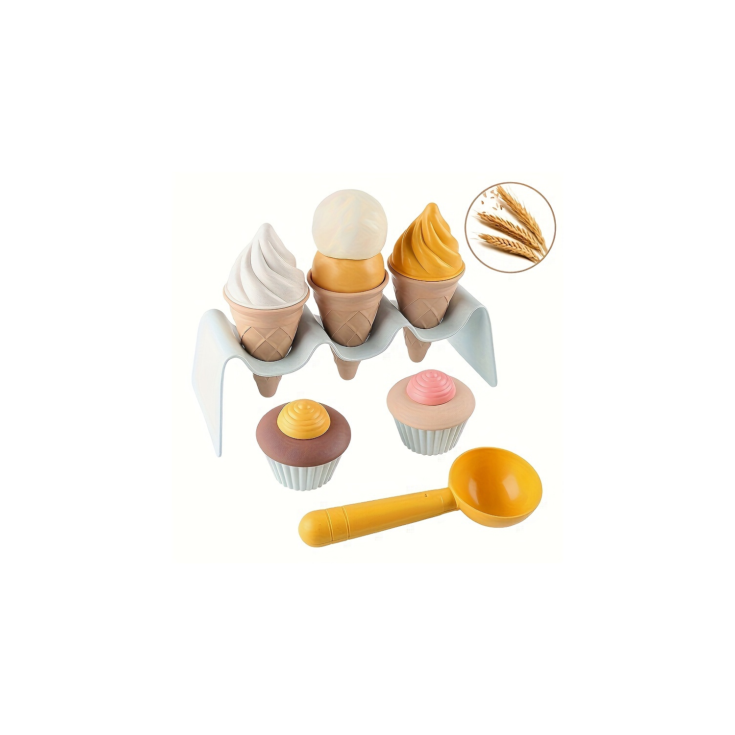 Ensemble crème glacée et petits gâteaux, jouet de plage extérieur avec cône, cuillère, petit gâteau, pour garçons et filles de 3 ans et plus