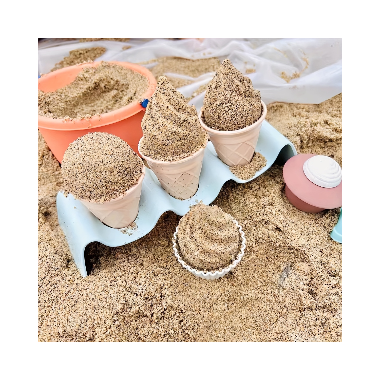 Ensemble crème glacée et petits gâteaux, jouet de plage extérieur avec cône, cuillère, petit gâteau, pour garçons et filles de 3 ans et plus