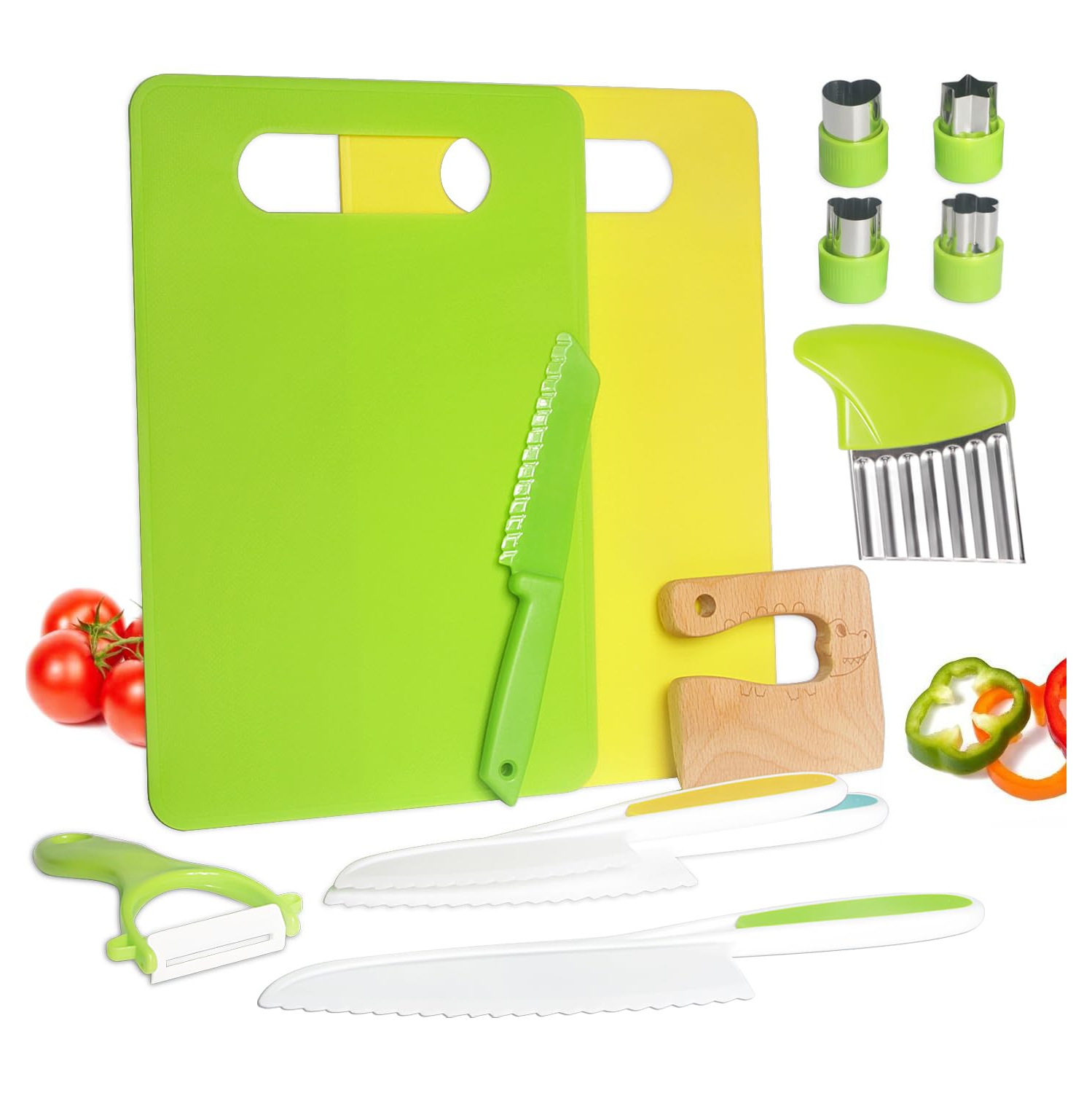 13pcs Montessori Kitchen Tools, Safe Kitchen Set, Plastic Montessori Knife Set, Real Cooking Set Toy for Boys and Girls