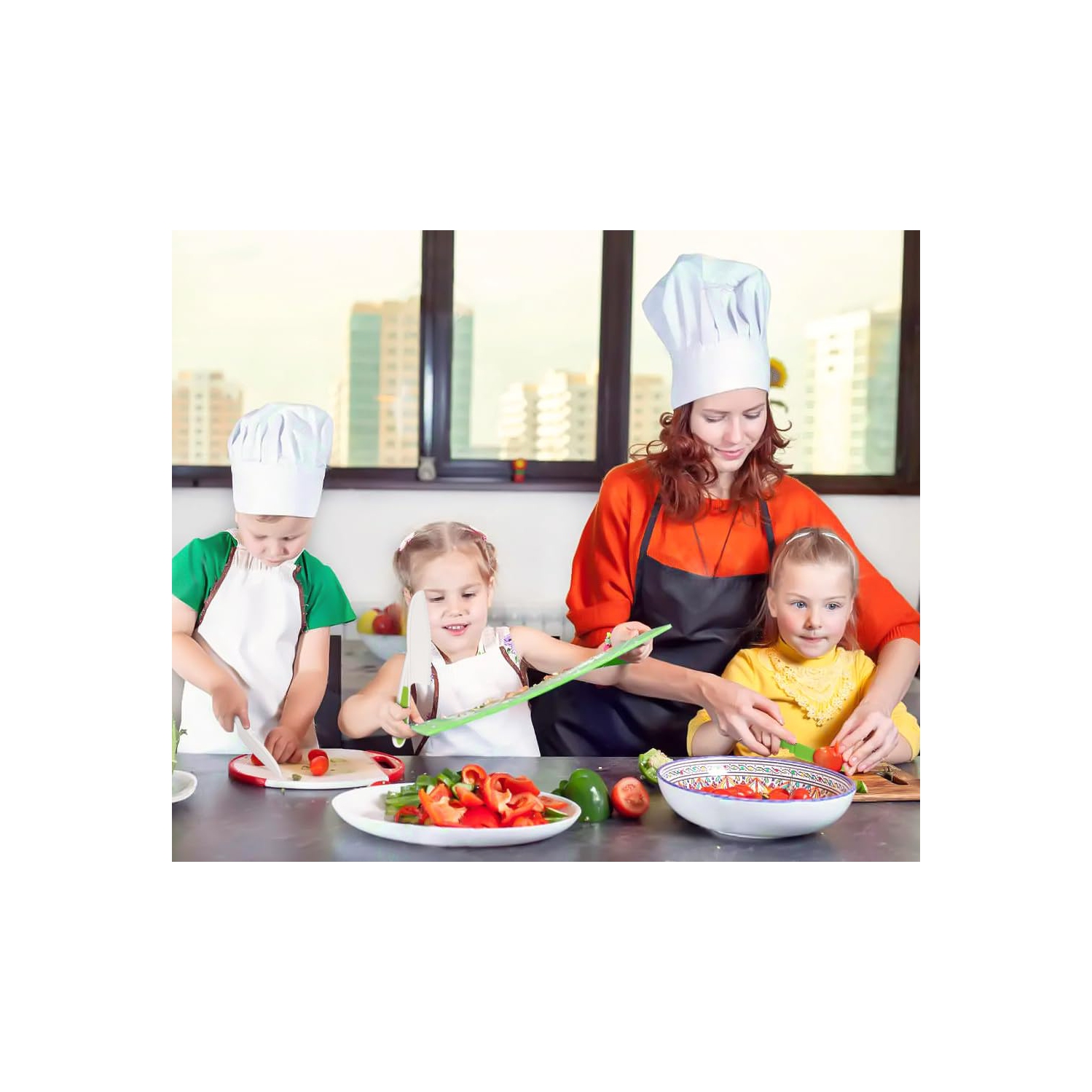 13pcs Montessori Kitchen Tools, Safe Kitchen Set, Plastic Montessori Knife Set, Real Cooking Set Toy for Boys and Girls