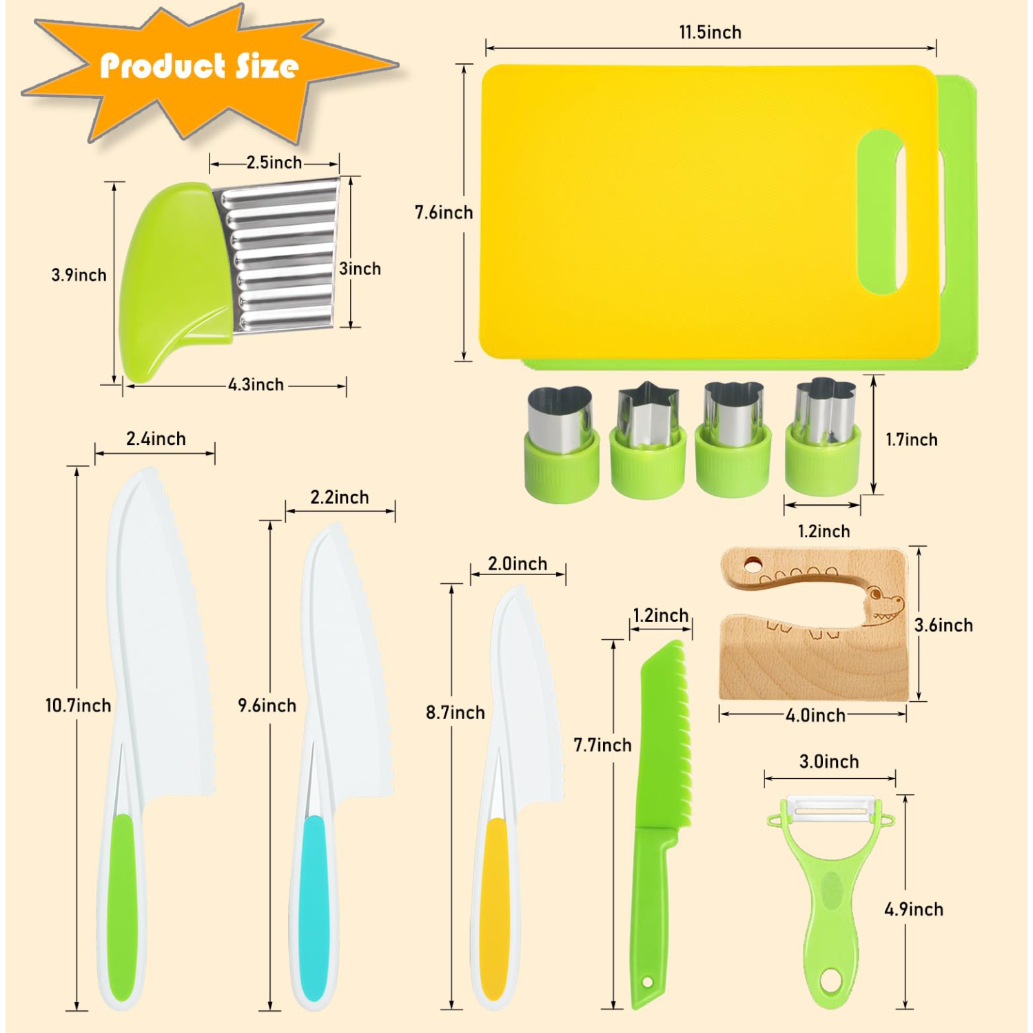 13pcs Montessori Kitchen Tools, Safe Kitchen Set, Plastic Montessori Knife Set, Real Cooking Set Toy for Boys and Girls
