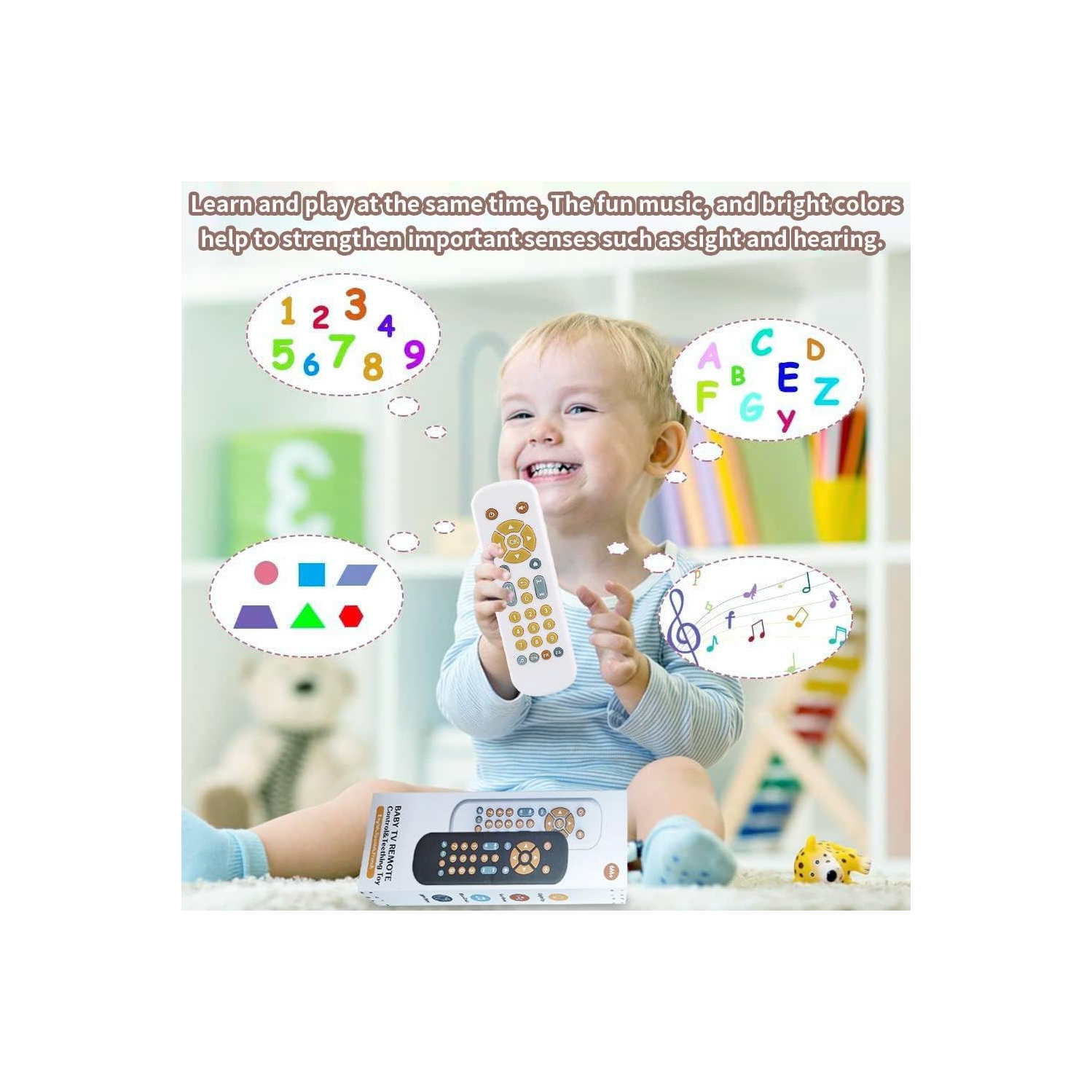 Télécommande pour téléviseur, jouet musical réaliste et télécommande avec lumières et sons pour les garçons et les filles de 1-2 ans