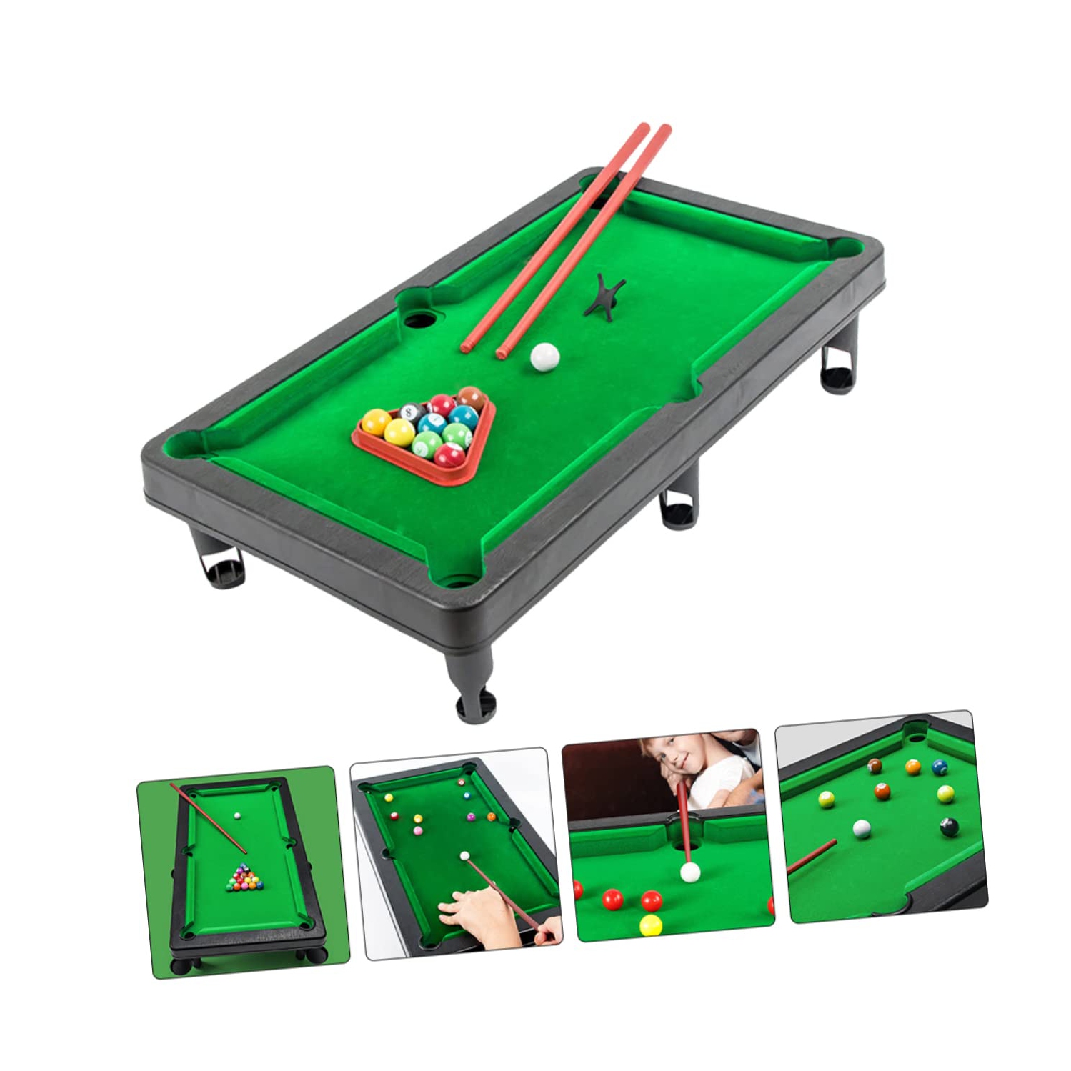 Mini Toy Pool Table, Portable Billiard Toy Set, Great Gift for Boys and Girls