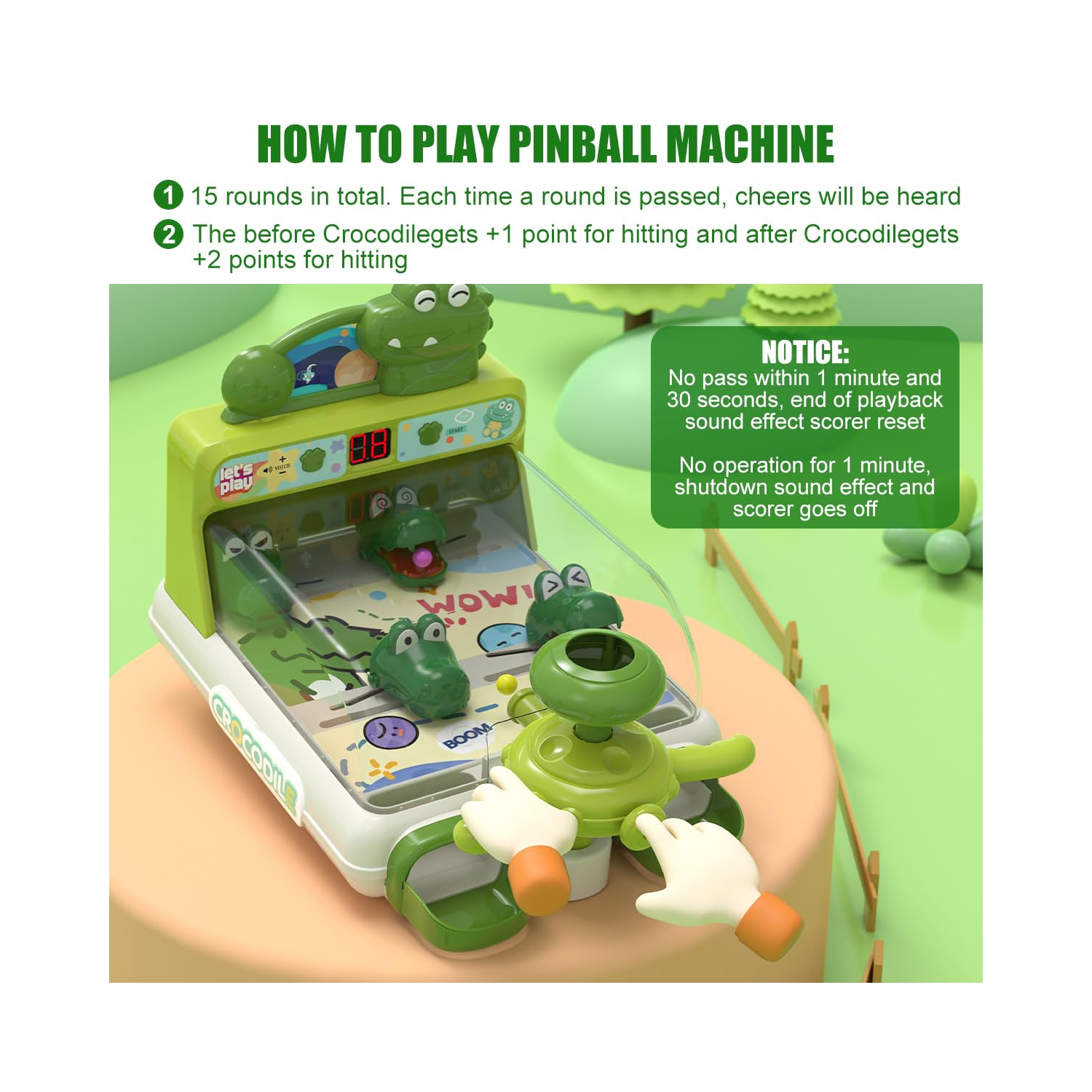 Boys and Girls Pinball Machines, Dinosaur Crocodile Board Game, Educational Interactive Electronic Toys