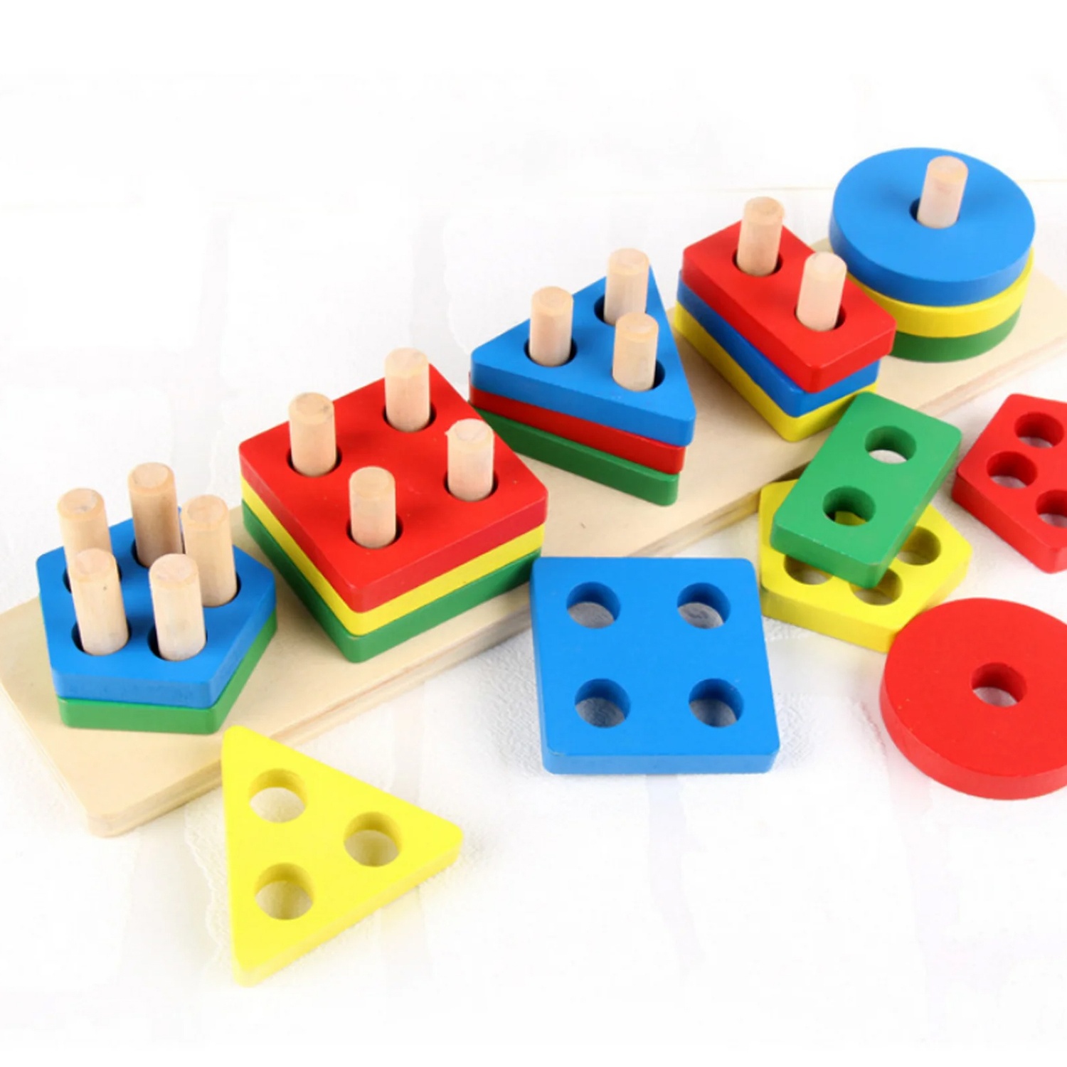 Montessori Toys, Wooden Learning Shape Sorting Educational Toys for Boys and Girls Ages 3+