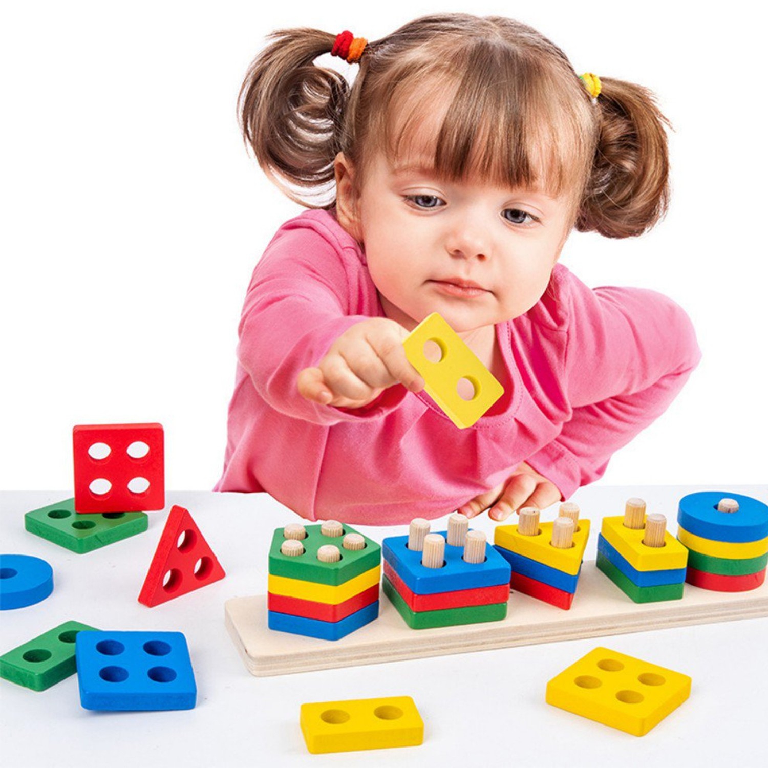 Montessori Toys, Wooden Learning Shape Sorting Educational Toys for Boys and Girls Ages 3+