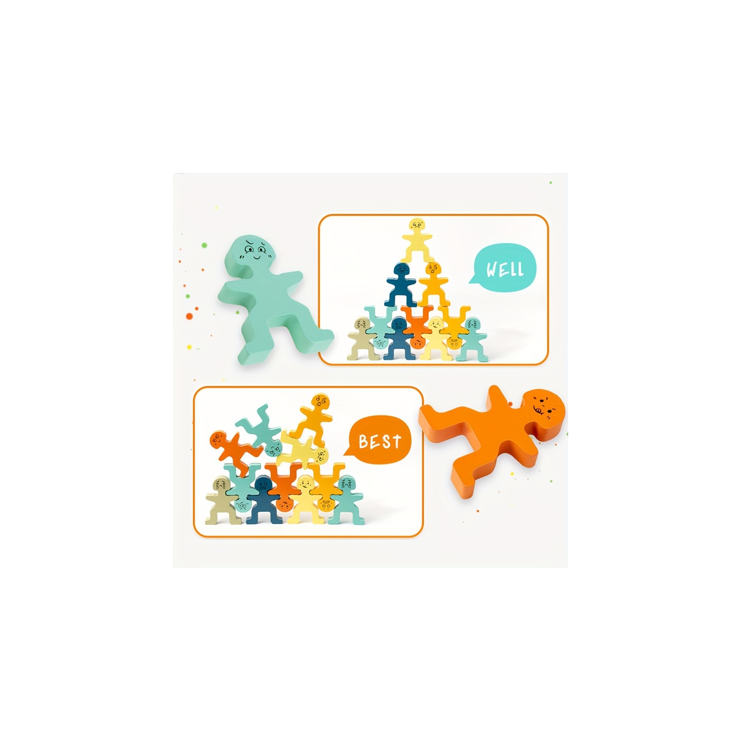 Stacking Block Toys, Wood Block Balancing Game, Montessori Sensory Toys, Educational Toys for Boys and Girls Ages 1-3