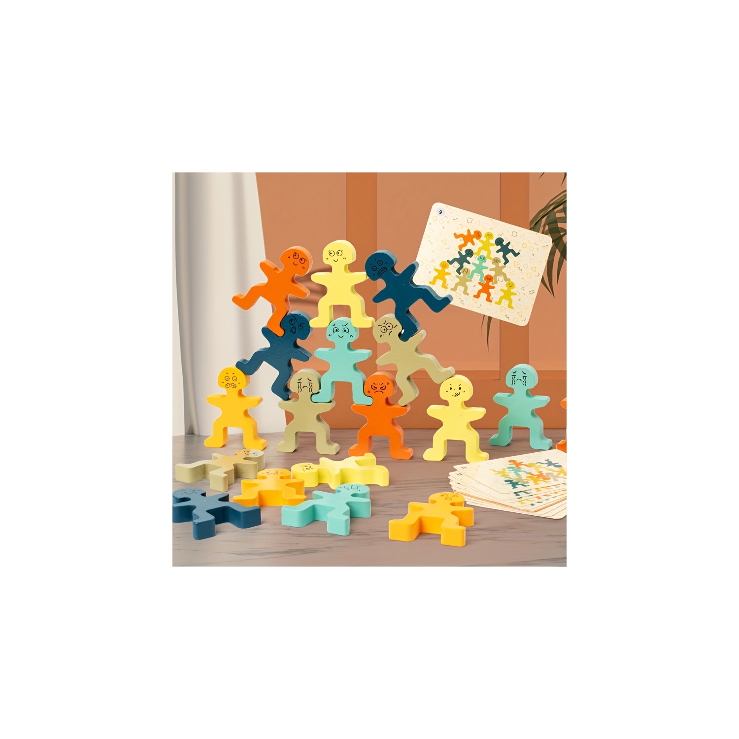 Stacking Block Toys, Wood Block Balancing Game, Montessori Sensory Toys, Educational Toys for Boys and Girls Ages 1-3