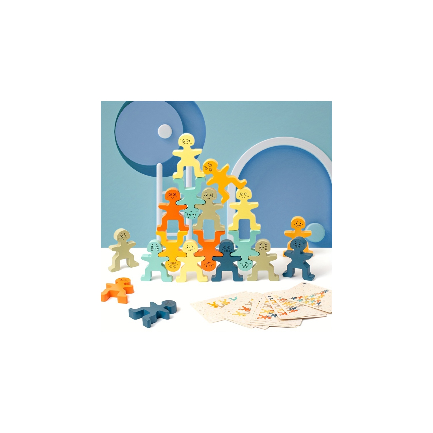 Stacking Block Toys, Wood Block Balancing Game, Montessori Sensory Toys, Educational Toys for Boys and Girls Ages 1-3