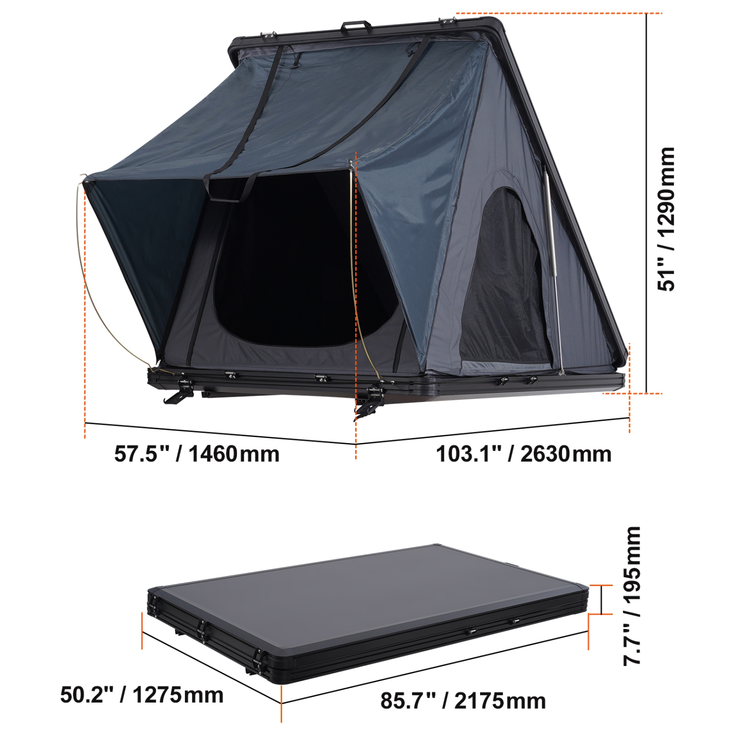 VEVOR 2-3 Person Rooftop Tent Hard Shell, Naturnest Rooftop Tent Hardshell, Hard Shell Roof Top Tent with Telescopic Ladder Thick Mattress,