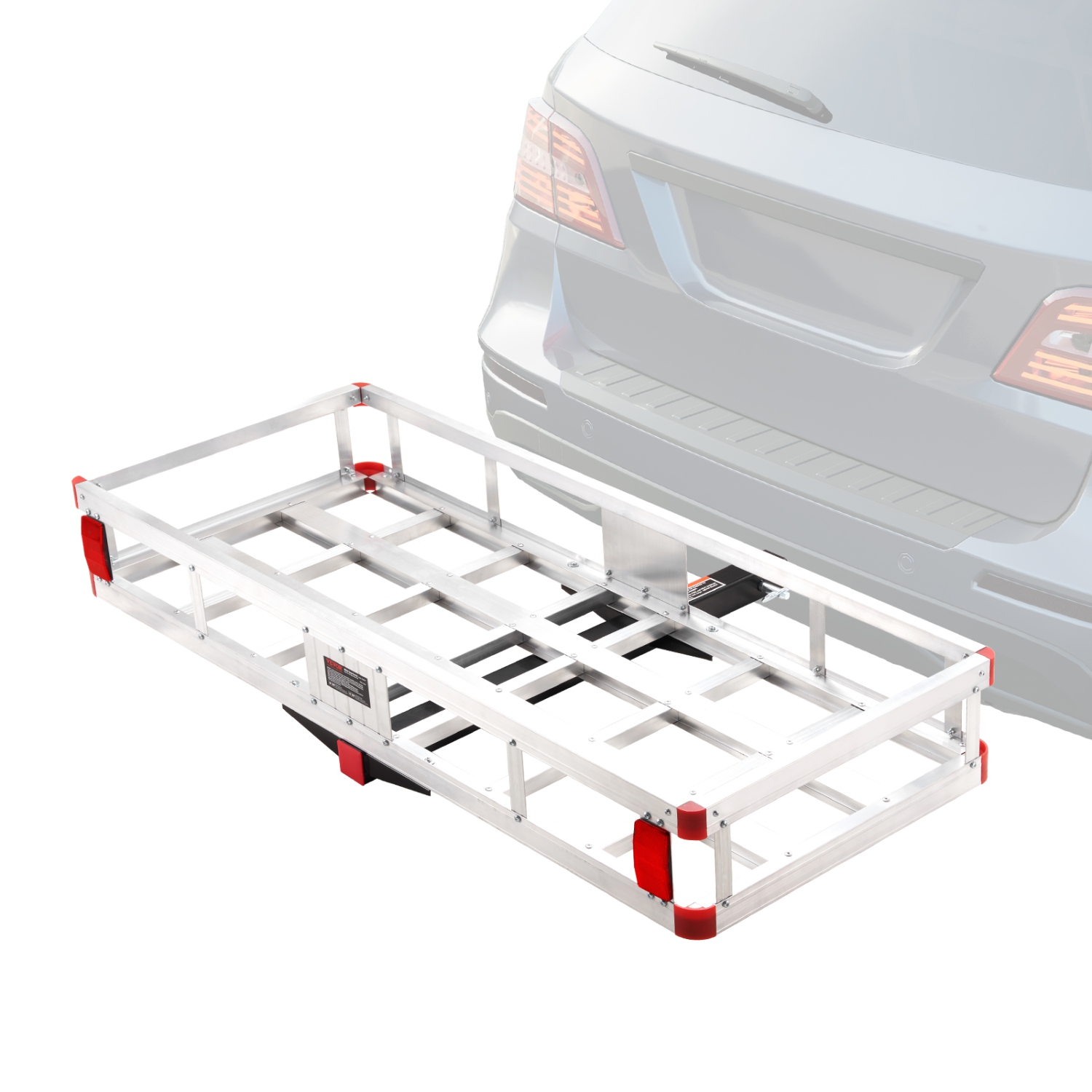 VEVOR 49.4 x 22.4 x 7.1 in Hitch Cargo Carrier, 500lb Capacity Trailer Hitch Mount Aluminum Cargo Basket, Luggage Carrier Rack Fits 2" Hitch Receiver