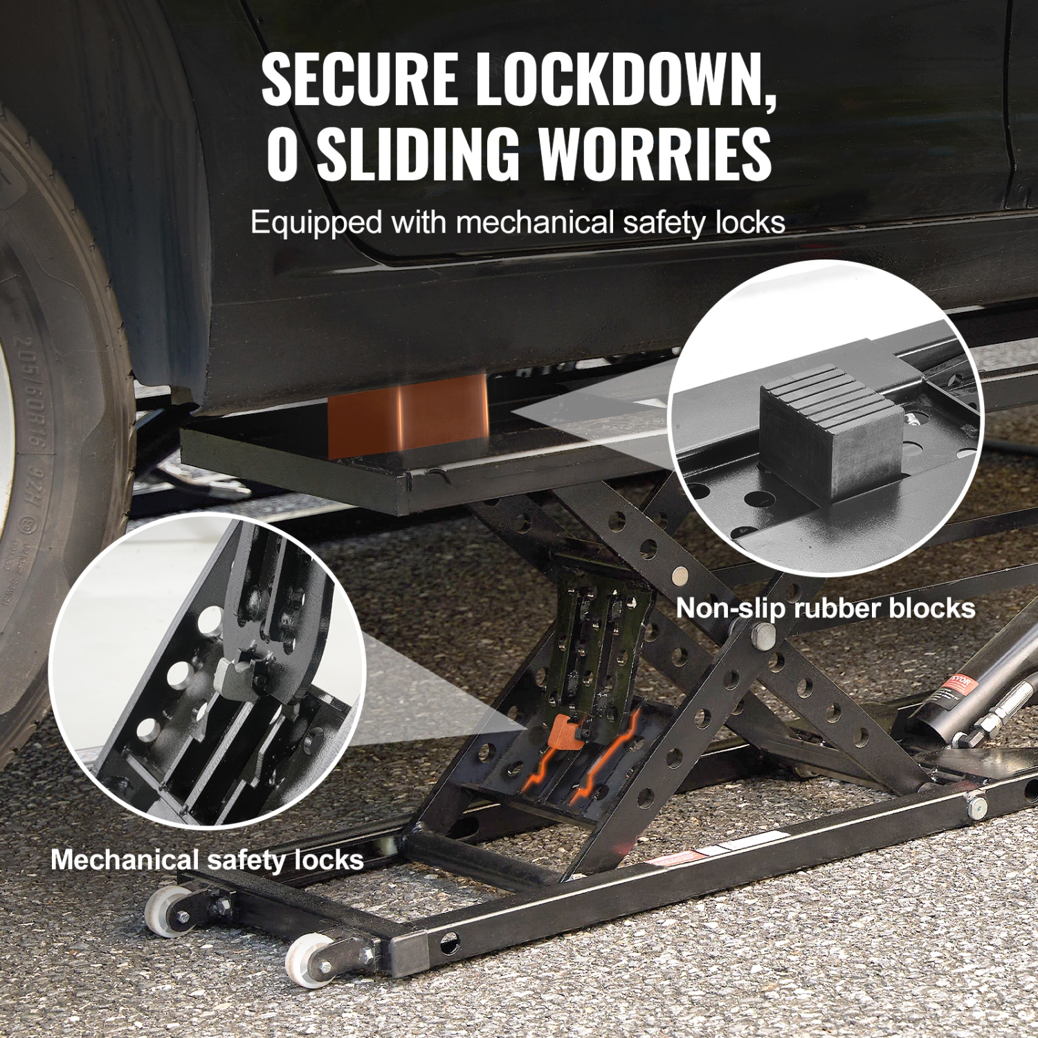 VEVOR 5,000 LBS Car Lift, Portable Car Lift, with Extended-Length Plates, 25.6" Max. Height, Heavy-duty Carbon Steel Truck Lift with Power Unit, Auto