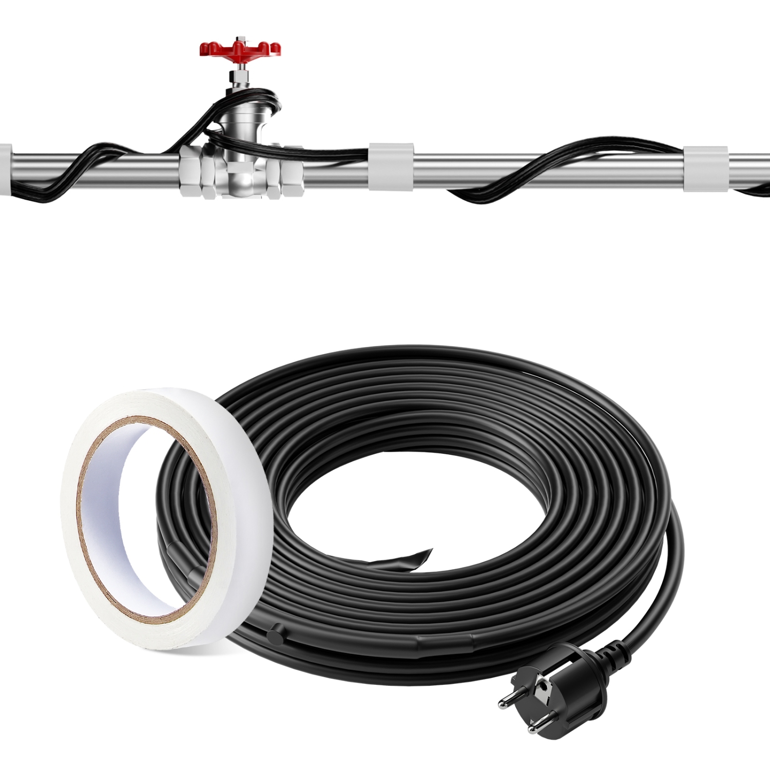 VEVOR 120V Self-Regulating Pipe Heating Cable, 18-feet 5W/ft Heat Tape for Pipes Freeze Protection, Protects PVC Hose, Metal and Plastic Pipe from