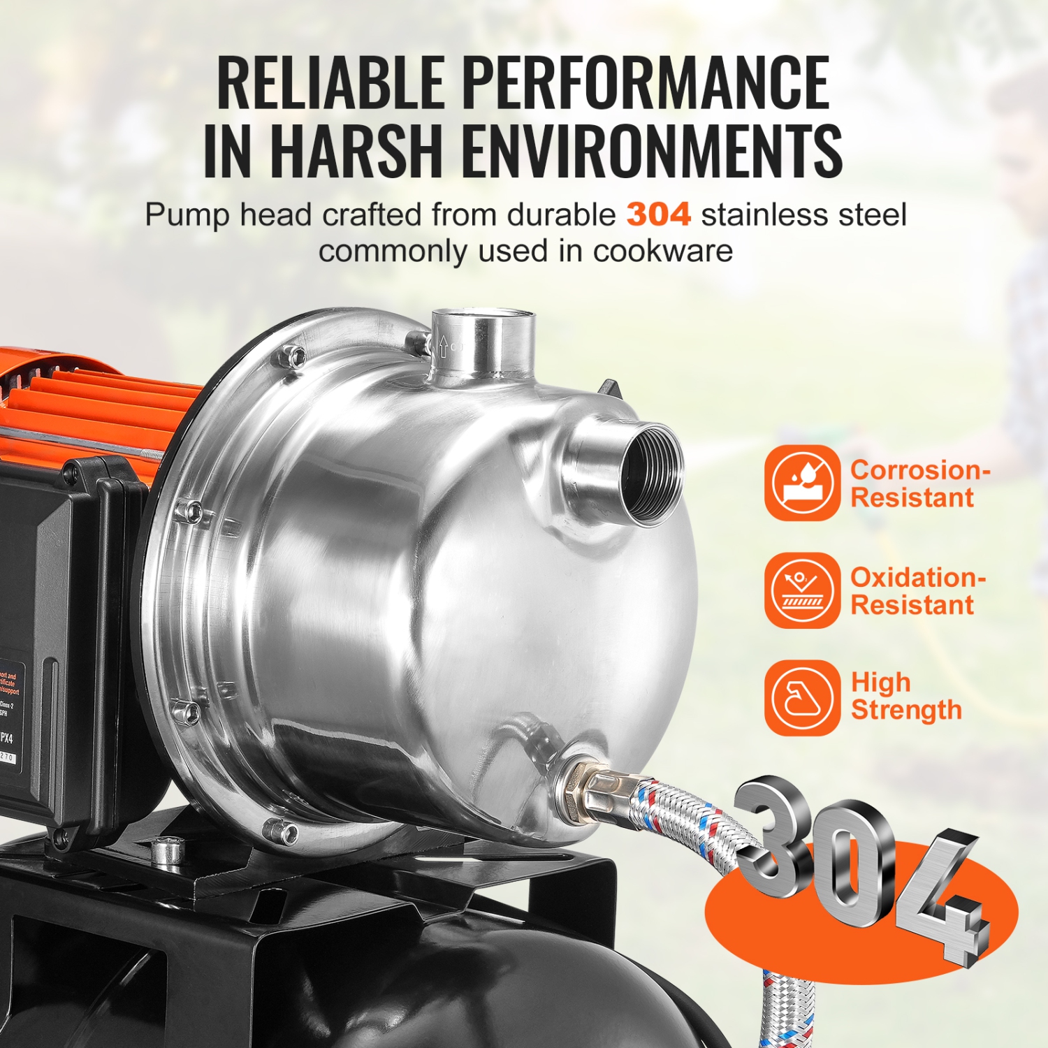 VEVOR 1 HP Shallow Well Pump with Pressure Tank, 1000 GPH, Automatic Irrigation Water Booster Pump with 130 ft Head Lift 20/40 PSI Pressure Switch,