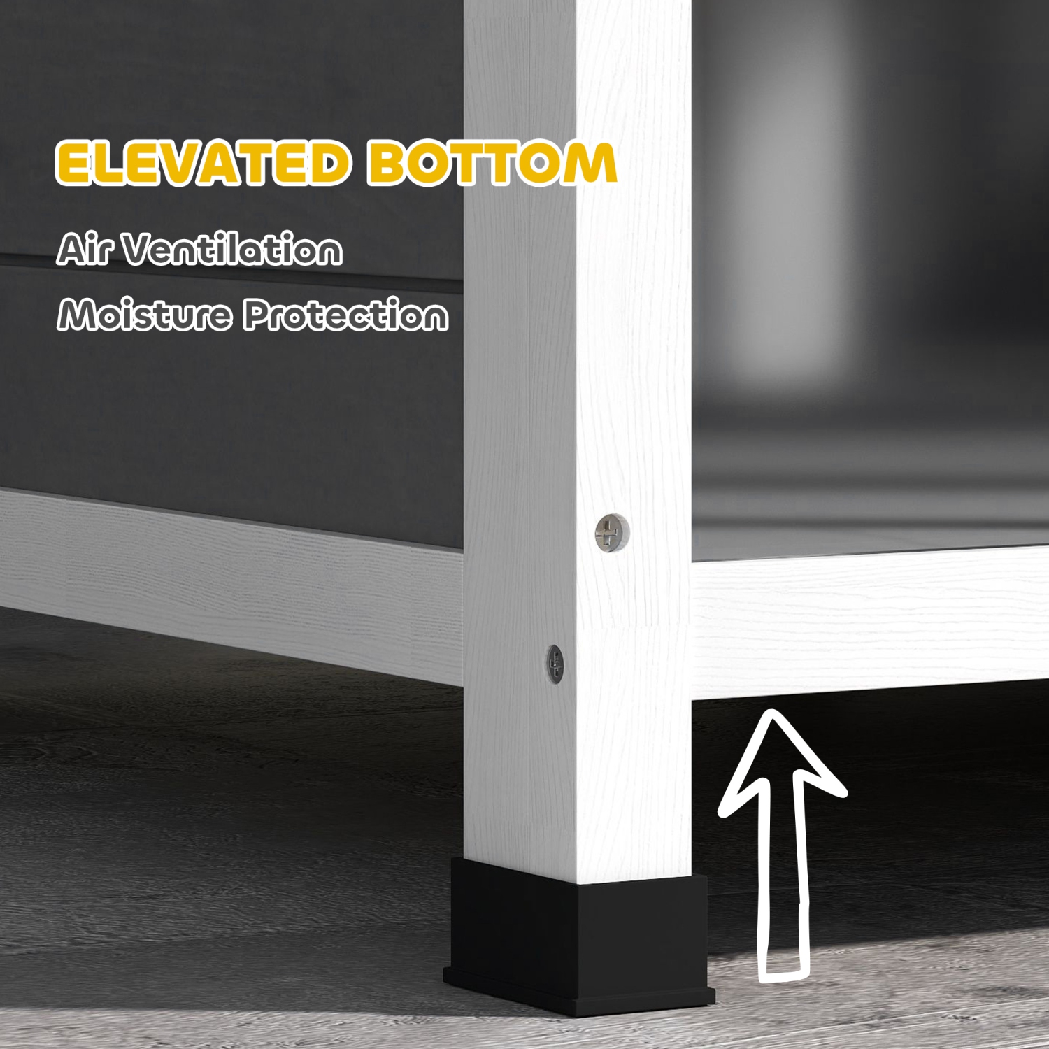 PawHut Large 42in Wooden Dog House Outdoor with Removable Bottom, Cabin Style Raised Pet Kennel, with Openable Asphalt Roof, Door Curtain, Side