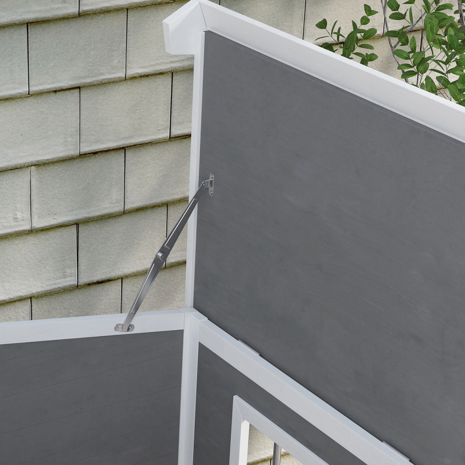 PawHut Large 42in Wooden Dog House Outdoor with Removable Bottom, Cabin Style Raised Pet Kennel, with Openable Asphalt Roof, Door Curtain, Side