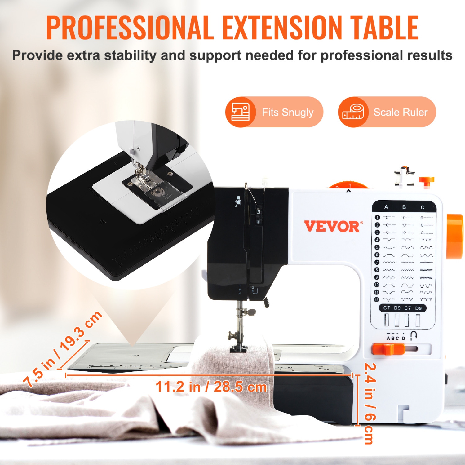 VEVOR Sewing Machine, Portable Sewing Machine for Beginners with 38 Built-in Stitches & Reverse Sewing, Dual Speed Sewing Machine with Extension