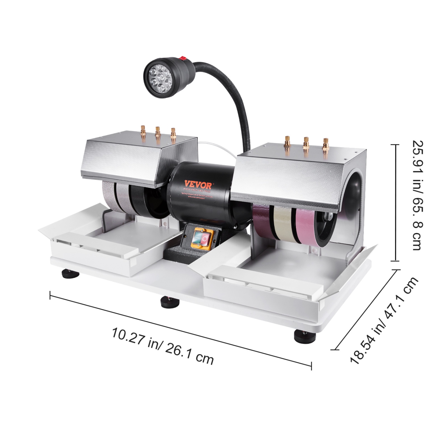 VEVOR 6" 1/4HP 1800rpm Cabbing Machine, Lapidary Rock Grinder Polisher With Lamp & Water Pump,Gem Faceting Machine, Rock Grinding for Gem Jade