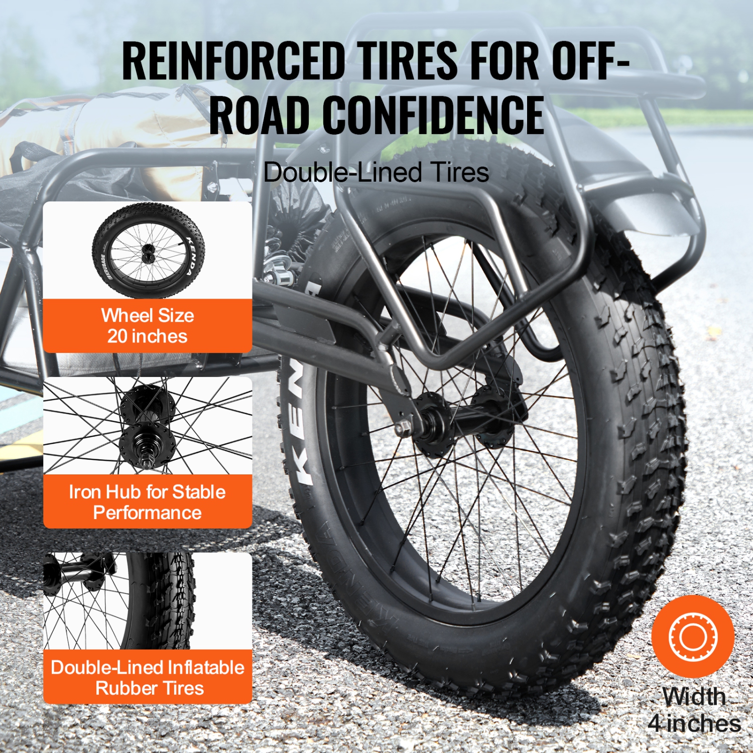 VEVOR Bike Cargo Trailer, 70 lbs Load Capacity, Heavy-Duty Bicycle Wagon Cart, Compact Storage Structure with Universal Hitch, 20" Wheels, Fits Most