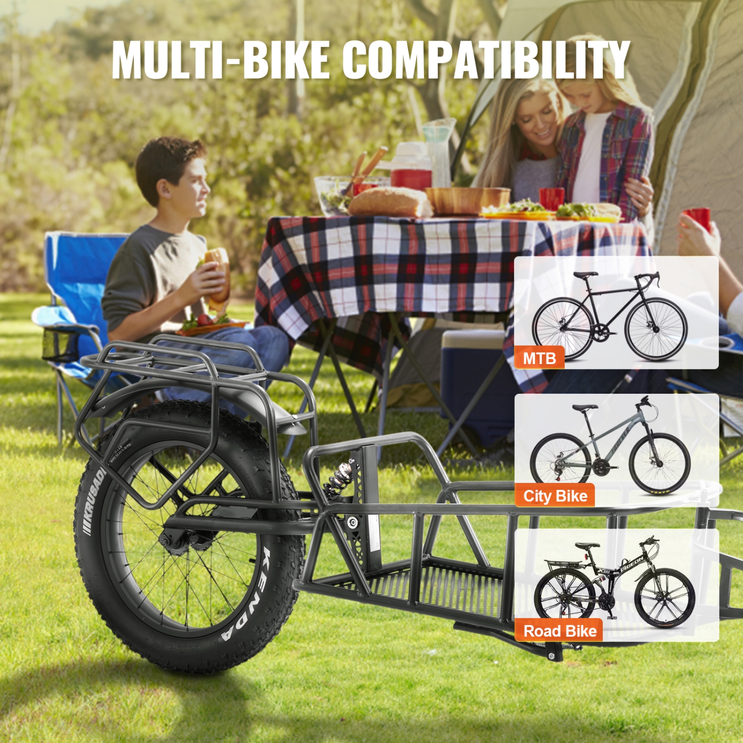 VEVOR Bike Cargo Trailer, 70 lbs Load Capacity, Heavy-Duty Bicycle Wagon Cart, Compact Storage Structure with Universal Hitch, 20" Wheels, Fits Most