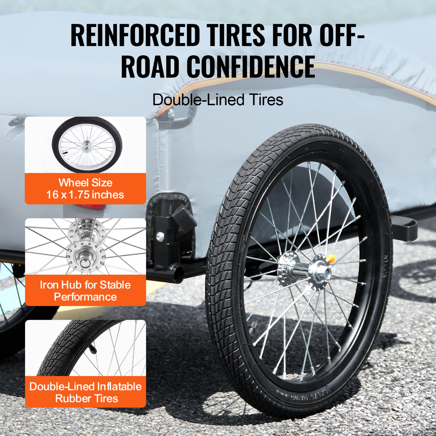 Remorque pour vélo VEVOR, capacité de charge de 88/100/160 lb, chariot pour vélo robuste, rangement compact pliable avec attelage universel