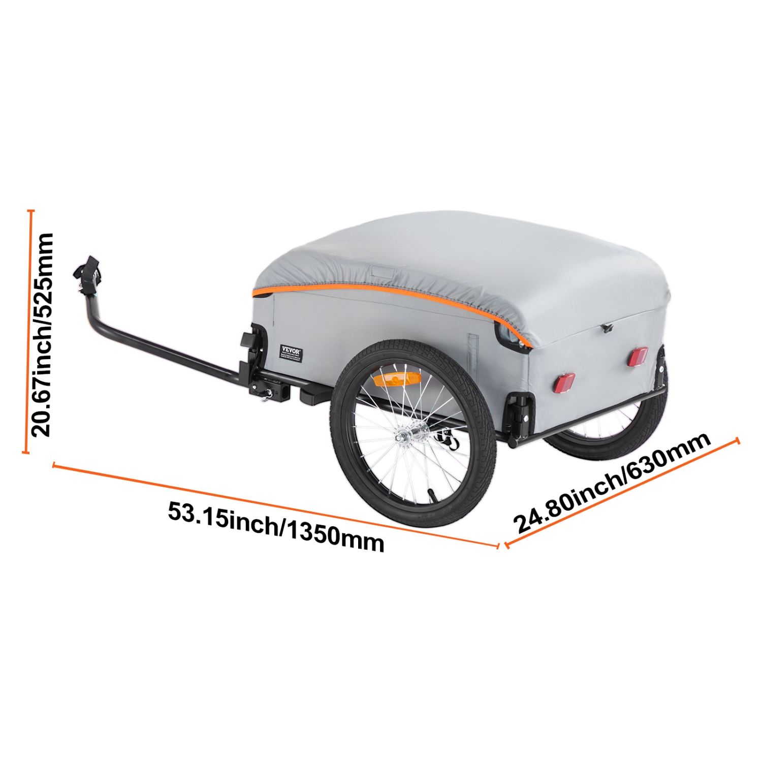 Remorque pour vélo VEVOR, capacité de charge de 88/100/160 lb, chariot pour vélo robuste, rangement compact pliable avec attelage universel